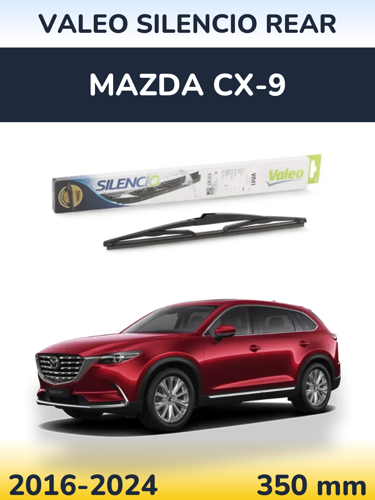 Rear wiper blade Valeo Silencio Rear 345 mm for Mazda CX-9 2016-2024