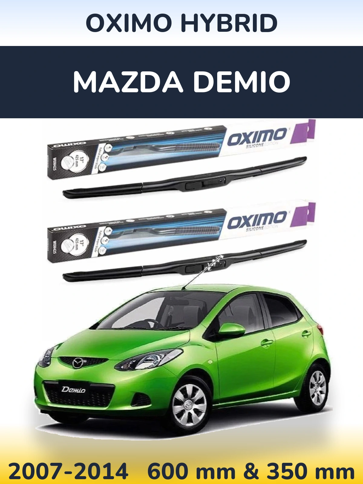 Комплект передних дворников Oximo Hybrid 600 & 350 мм для Mazda Demio 2007-2014