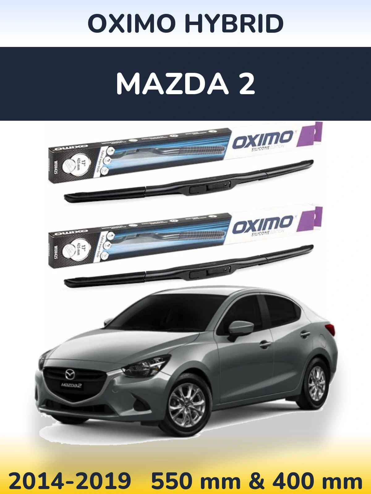 Комплект передних дворников Oximo Hybrid 550 & 400 мм для Mazda 2 2014-2019