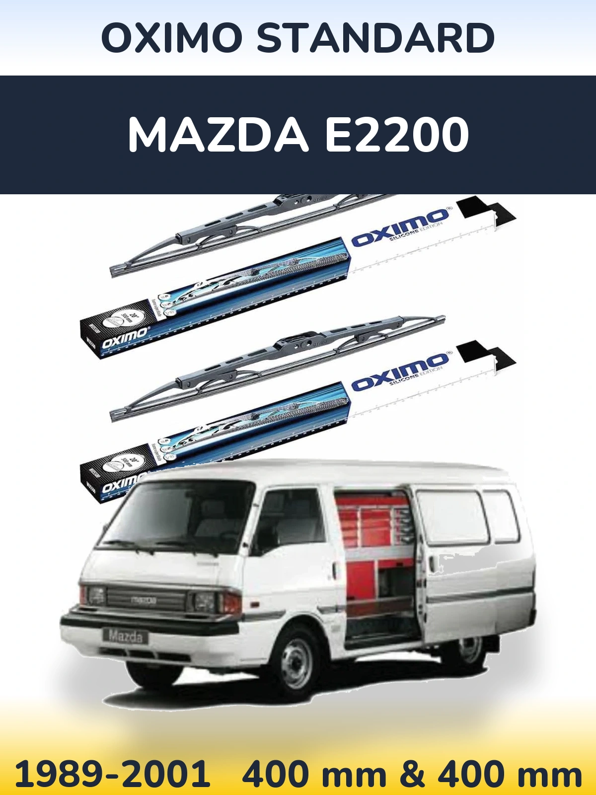 Front wiper blade set Oximo Standard 400 & 400 mm for Mazda E2200 1989-2001