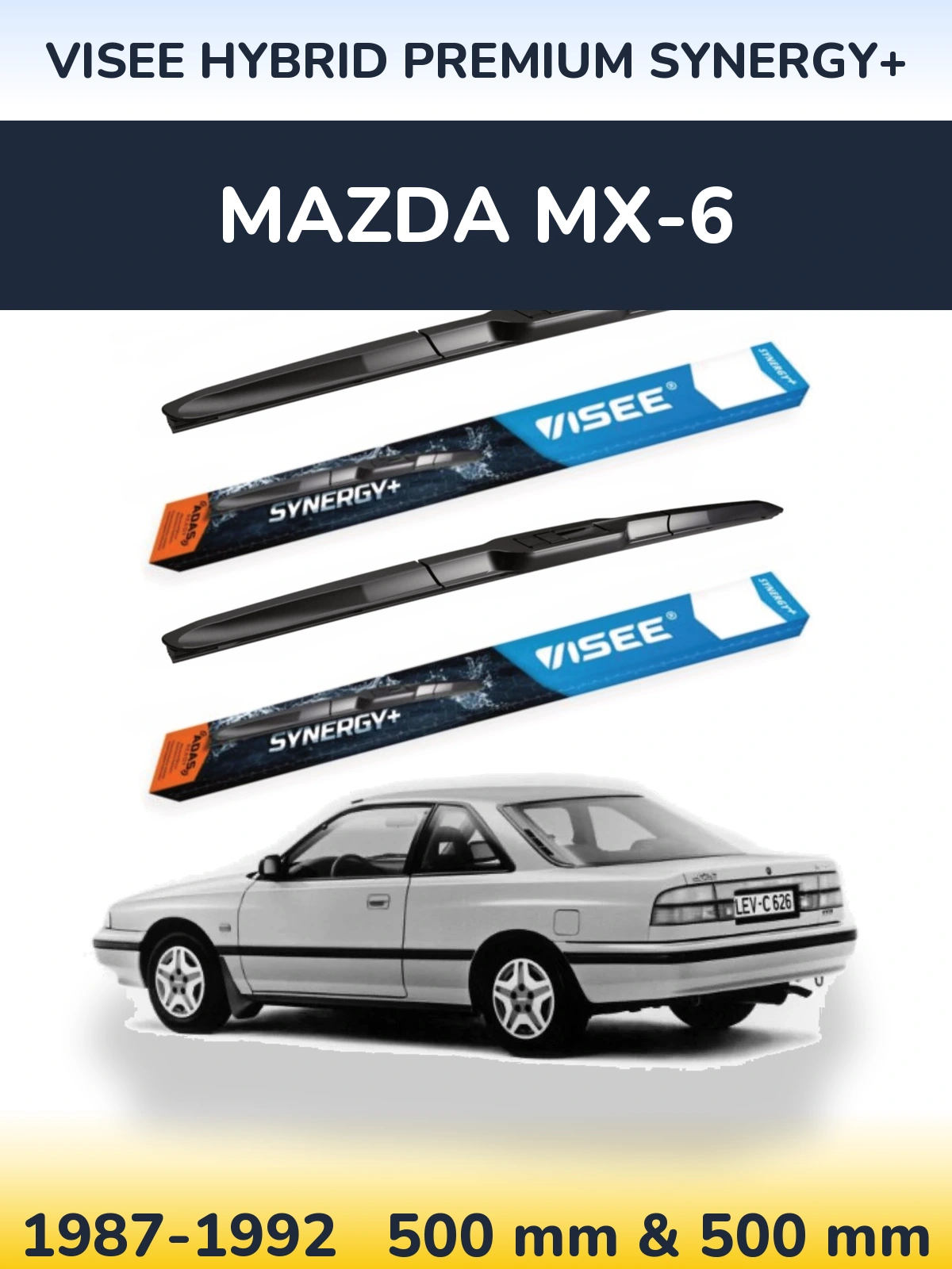 Комплект передніх щіток VISEE HYBRID PREMIUM SYNERGY+ 500 & 500 мм для Mazda MX-6 1987-1992