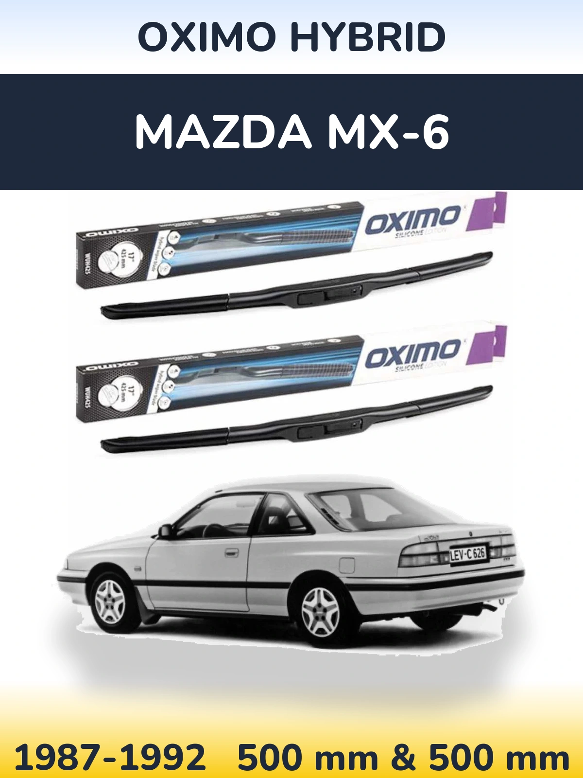Комплект передніх щіток Oximo Hybrid 500 & 500 мм для Mazda MX-6 1987-1992