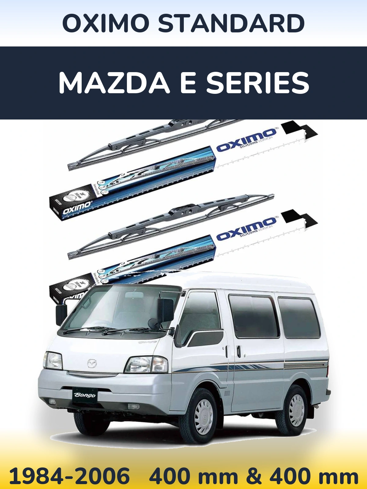 Front wiper blade set Oximo Standard 400 & 400 mm for Mazda E Series 1984-2006