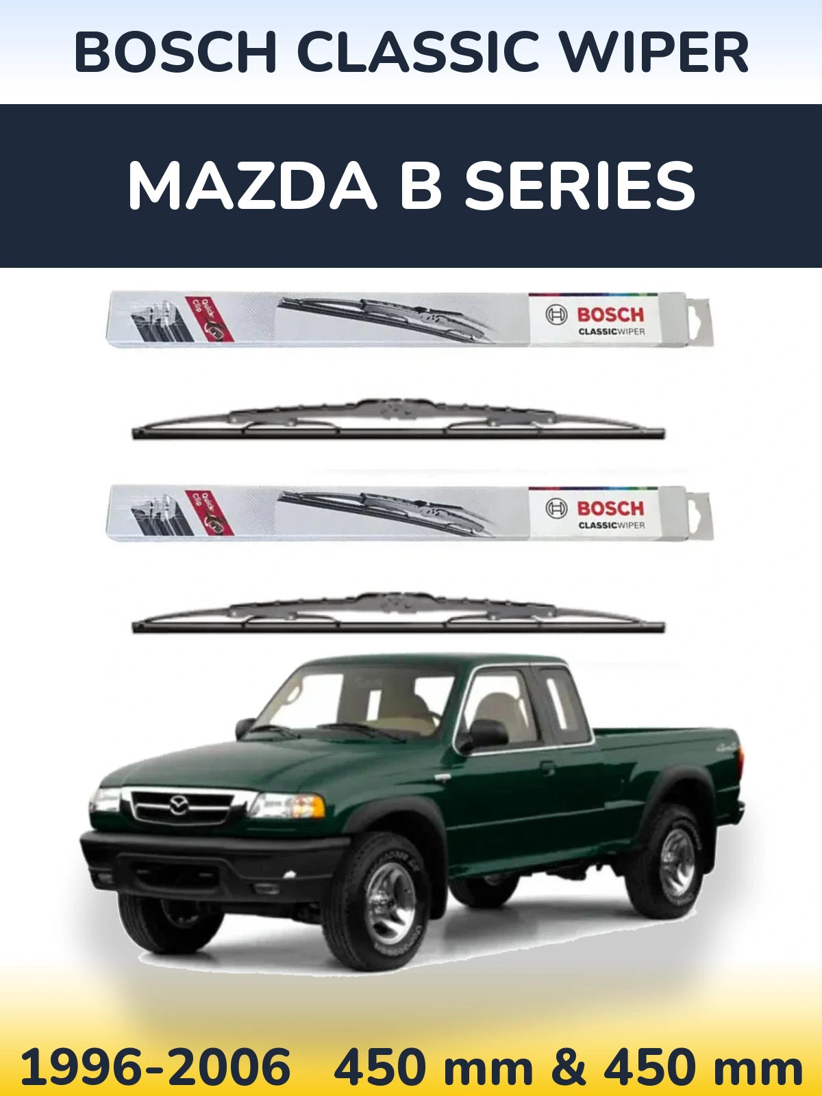 Комплект передних дворников BOSCH Classic Wiper 450 & 450 мм для Mazda B Series 1996-2006