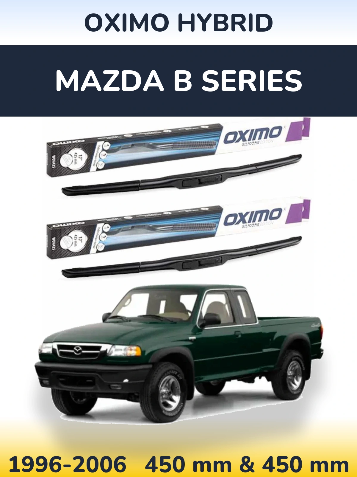 Комплект передних дворников Oximo Hybrid 450 & 450 мм для Mazda B Series 1996-2006