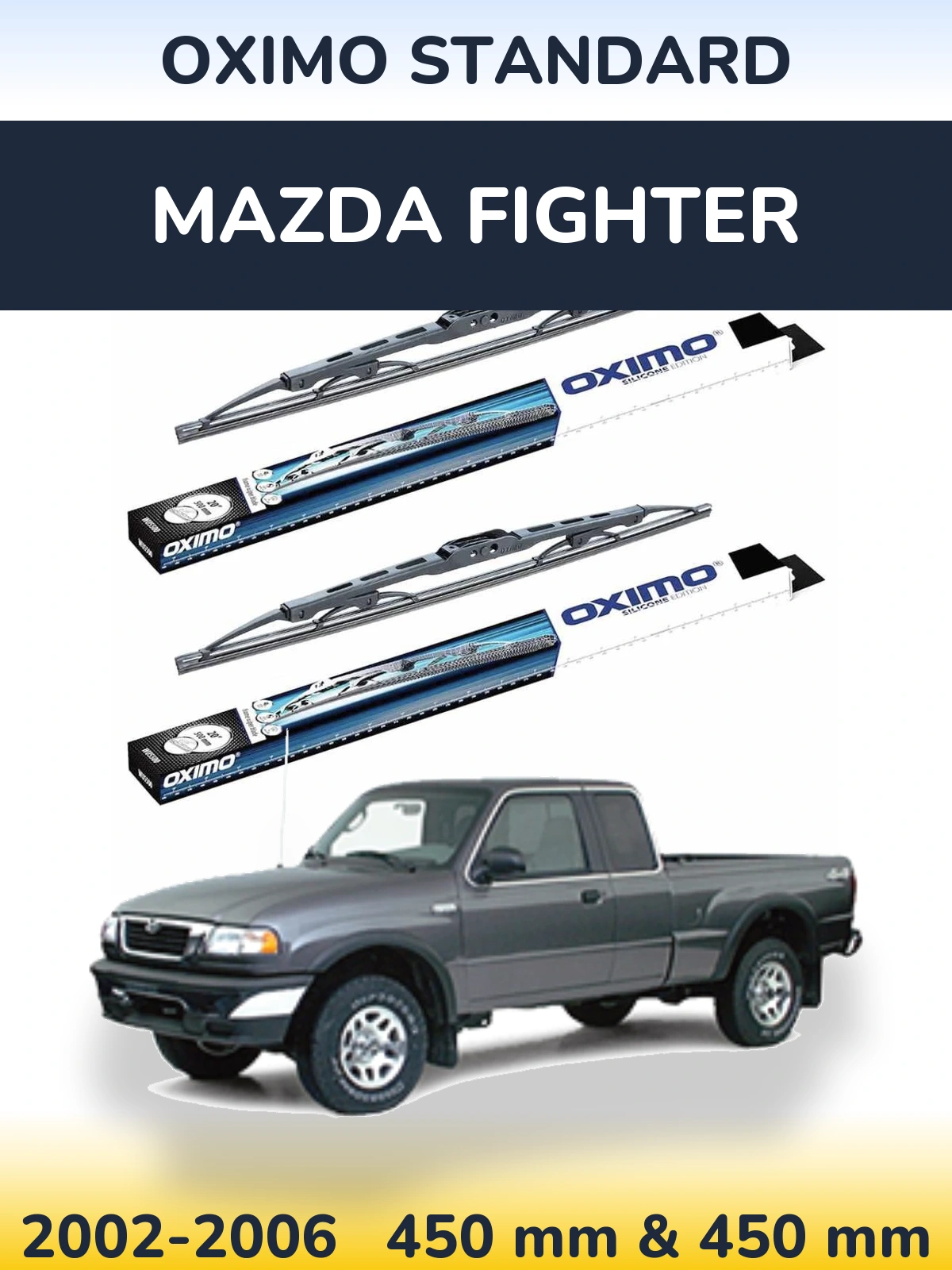Front wiper blade set Oximo Standard 450 & 450 mm for Mazda Fighter 2002-2006