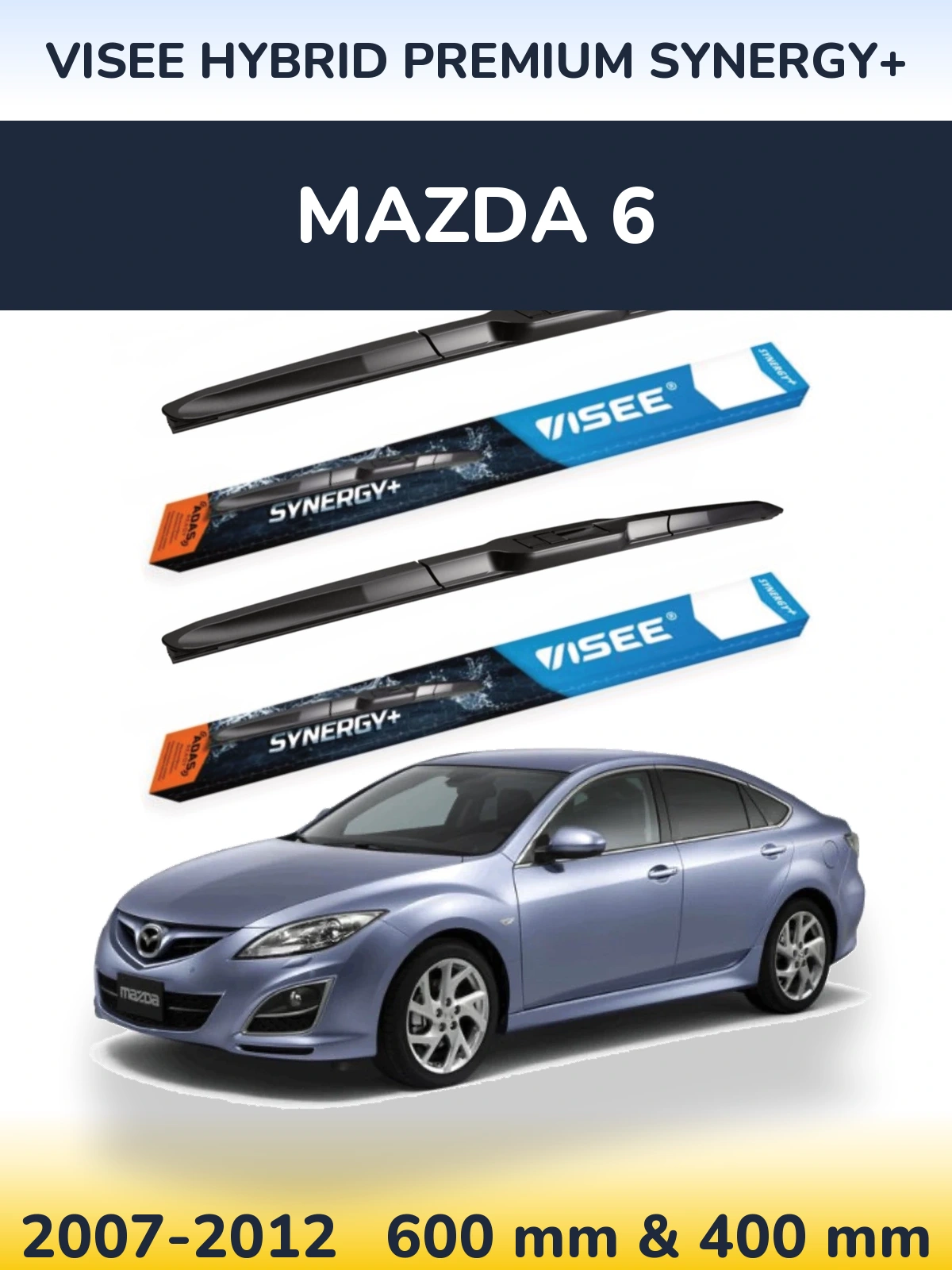 Комплект передніх щіток VISEE HYBRID PREMIUM SYNERGY+ 600 & 400 мм для Mazda 6 2007-2012