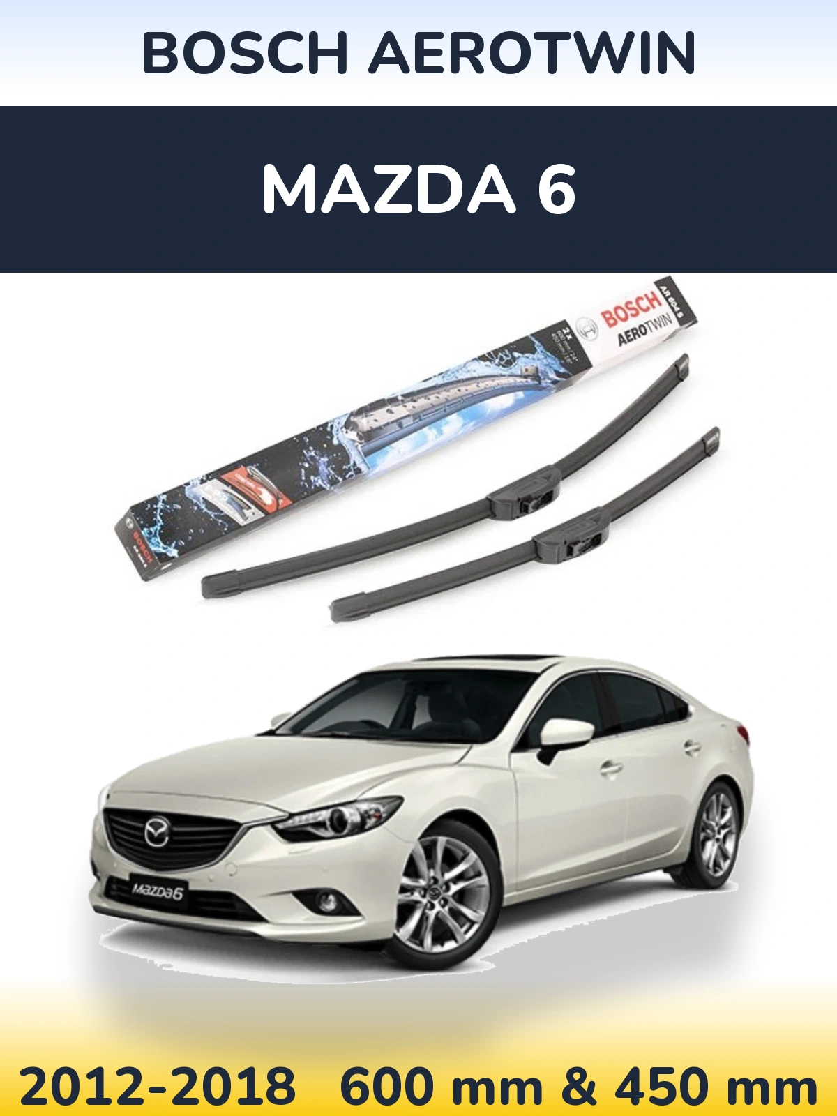 Комплект передніх щіток BOSCH AeroTwin 600 & 450 мм для Mazda 6 2012-2018