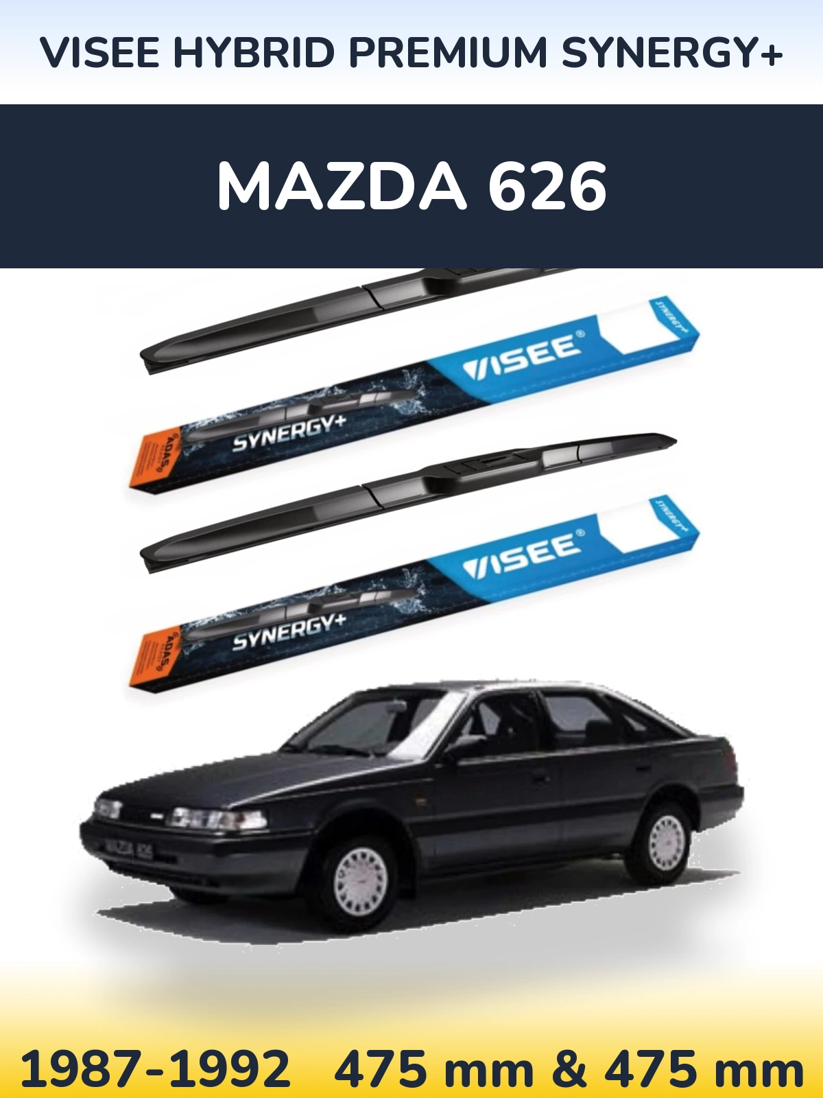 Комплект передніх щіток VISEE HYBRID PREMIUM SYNERGY+ 475 & 475 мм для Mazda 626 1987-1992