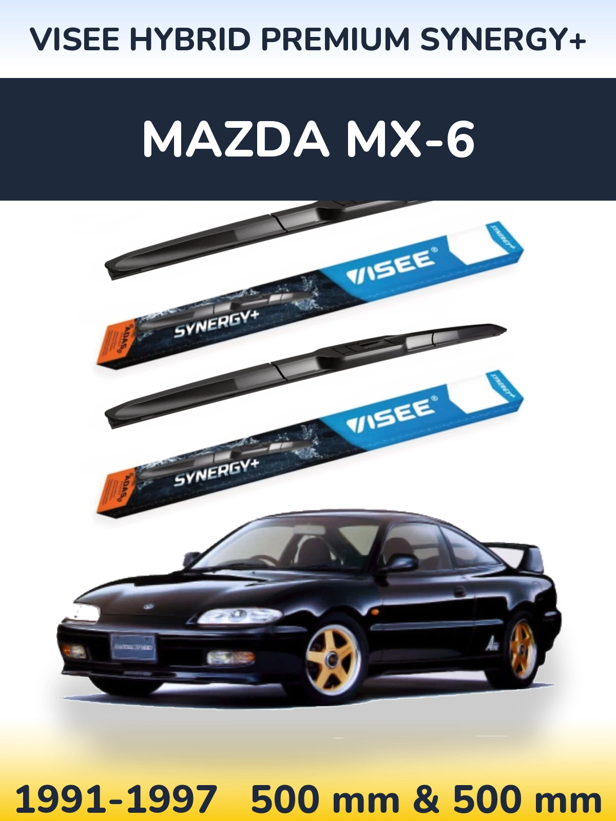 Комплект передніх щіток VISEE HYBRID PREMIUM SYNERGY+ 500 & 500 мм для Mazda MX-6 1991-1997