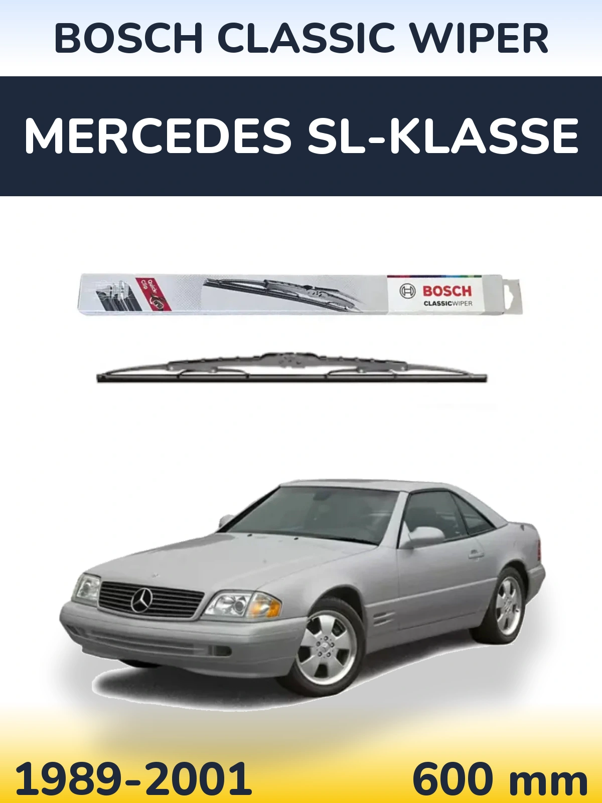 Передний дворник BOSCH Classic Wiper 600 мм для Mercedes SL-Klasse 1989-2001