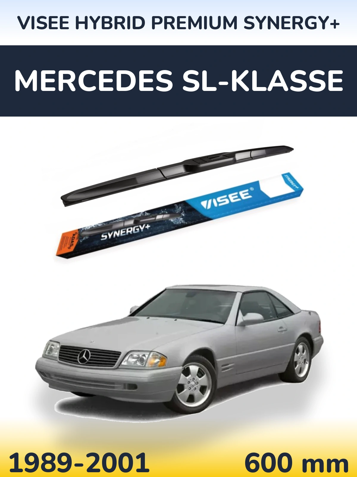Front wiper blade VISEE HYBRID PREMIUM SYNERGY+ 600 mm for Mercedes SL-Klasse 1989-2001