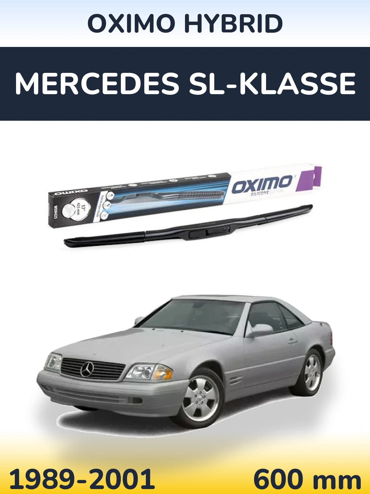 Передня щітка Oximo Hybrid 600 мм для Mercedes SL-Klasse 1989-2001