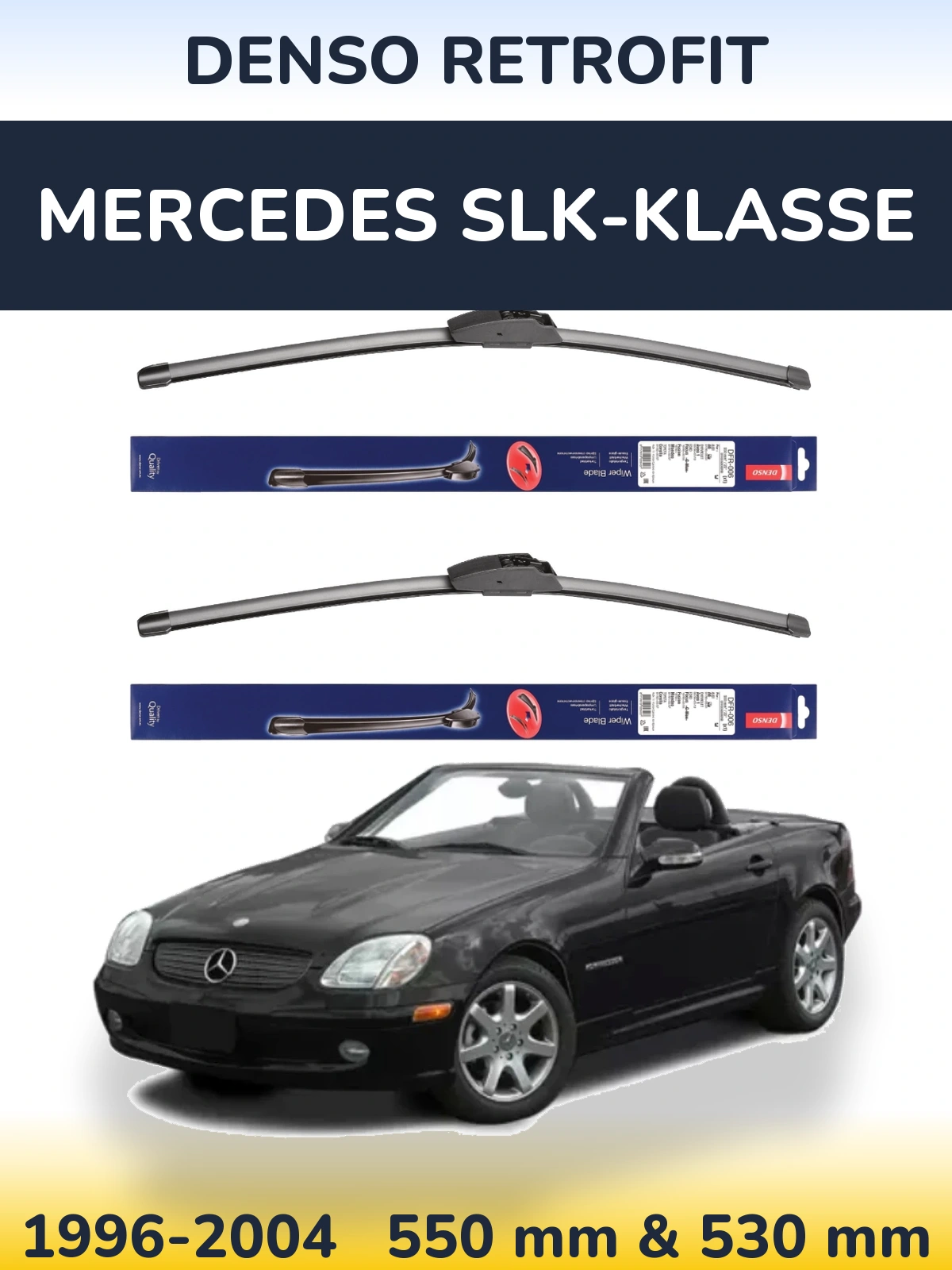 Front wiper blade set Denso Retrofit 550 & 530 mm for Mercedes SLK-Klasse 1996-2004