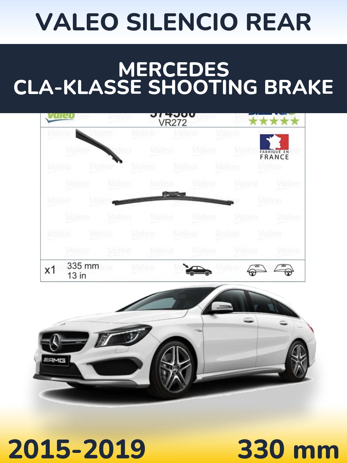 Rear wiper blade Valeo Silencio Rear 330 mm for Mercedes CLA-Klasse Shooting Brake 2015-2019