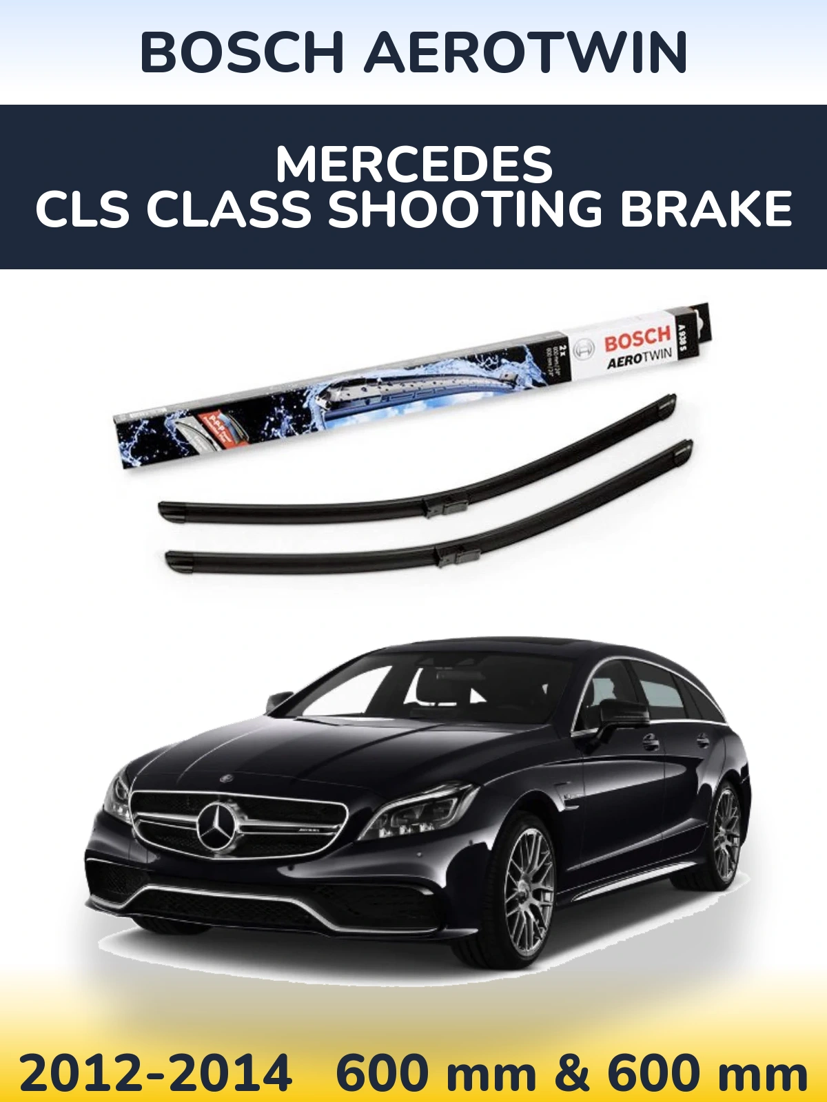 Комплект передніх щіток BOSCH AeroTwin 600 & 600 мм для Mercedes CLS Class Shooting Brake 2012-2014