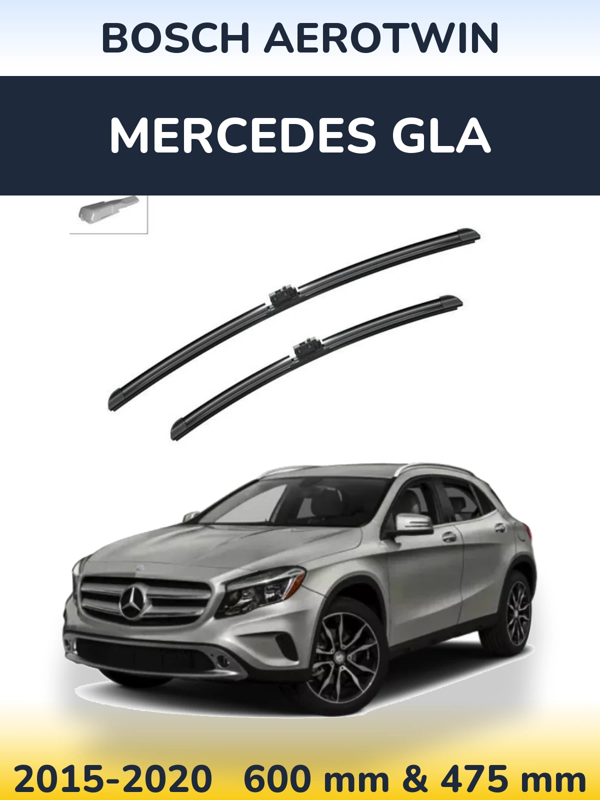 Комплект передних дворников BOSCH AeroTwin 600 & 475 мм для Mercedes GLA 2015-2020