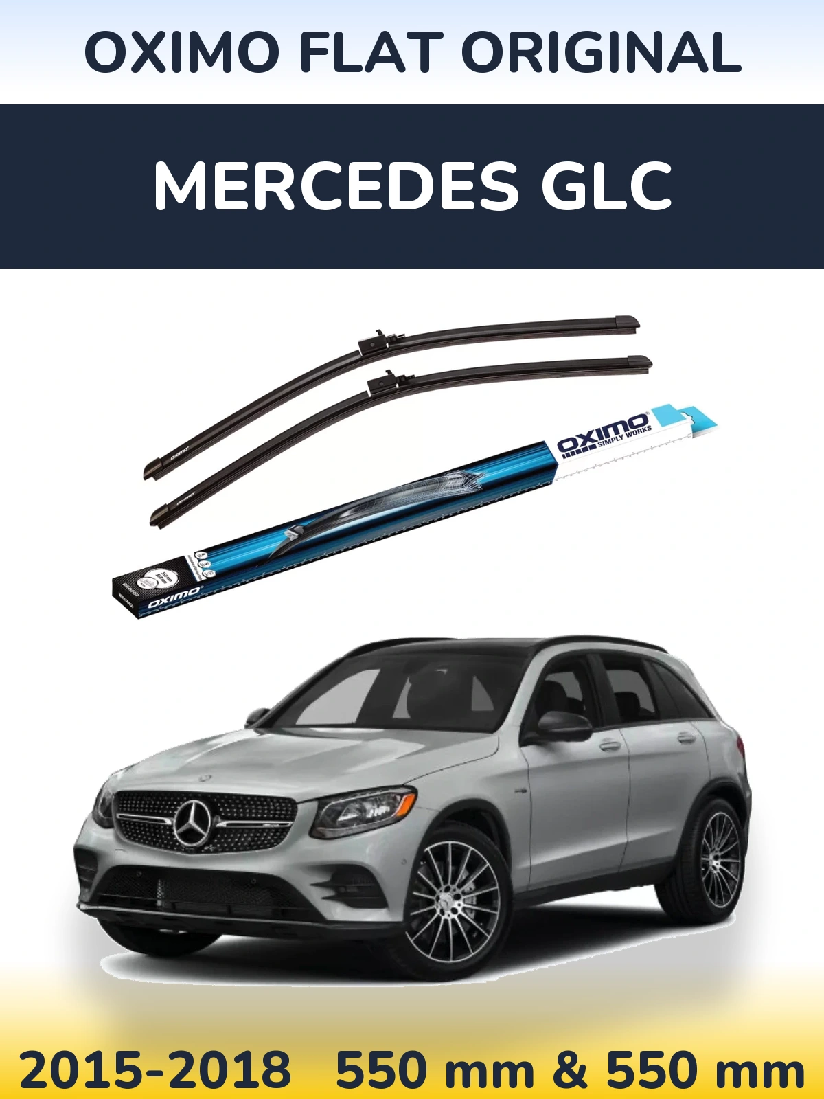 Front wiper blade set Oximo Flat Original 550 & 550 mm for Mercedes GLC 2015-2018