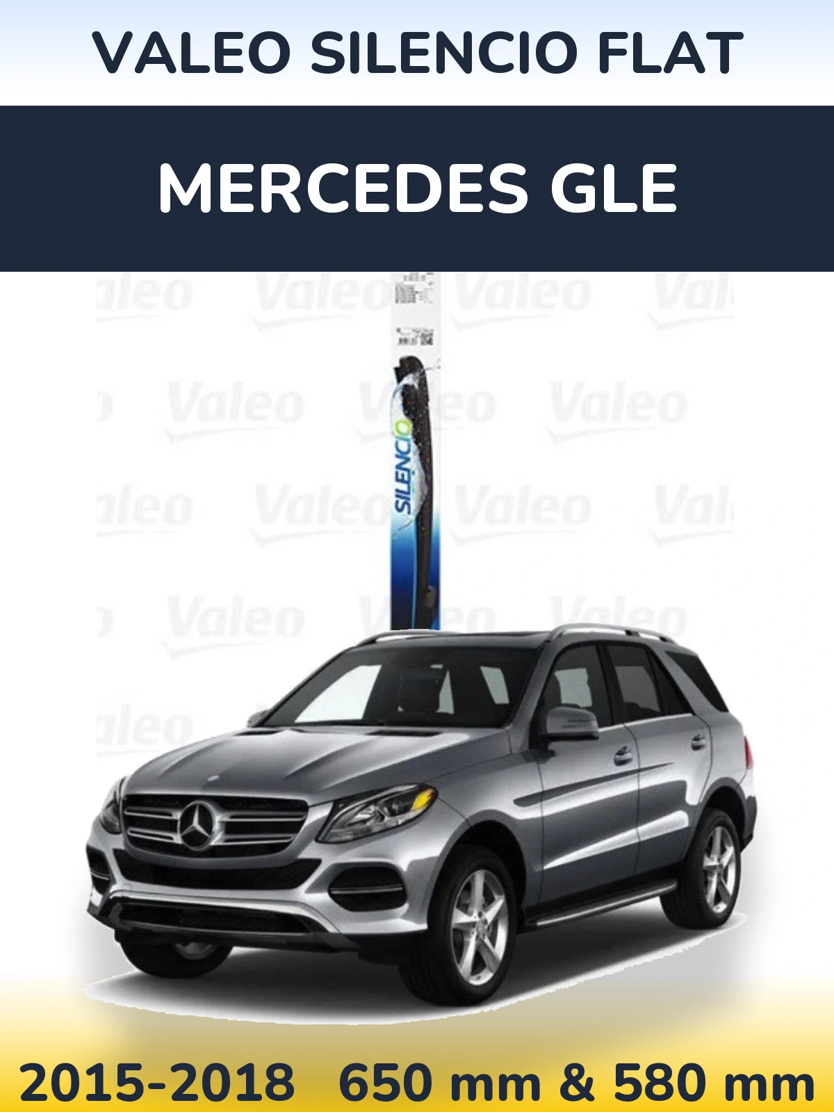 Комплект передних дворников Valeo Silencio Flat 650 & 580 мм для Mercedes GLE 2015-2018