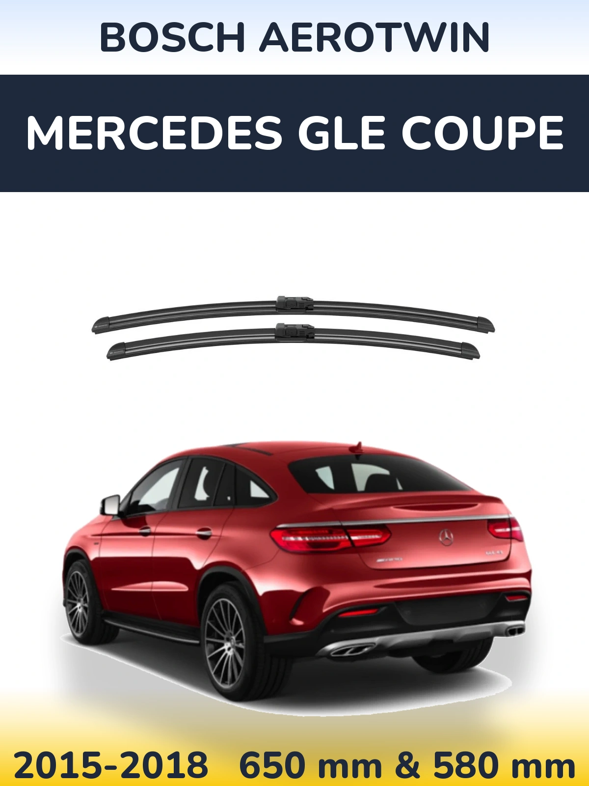 Комплект передних дворников BOSCH AeroTwin 650 & 580 мм для Mercedes GLE Coupe 2015-2018