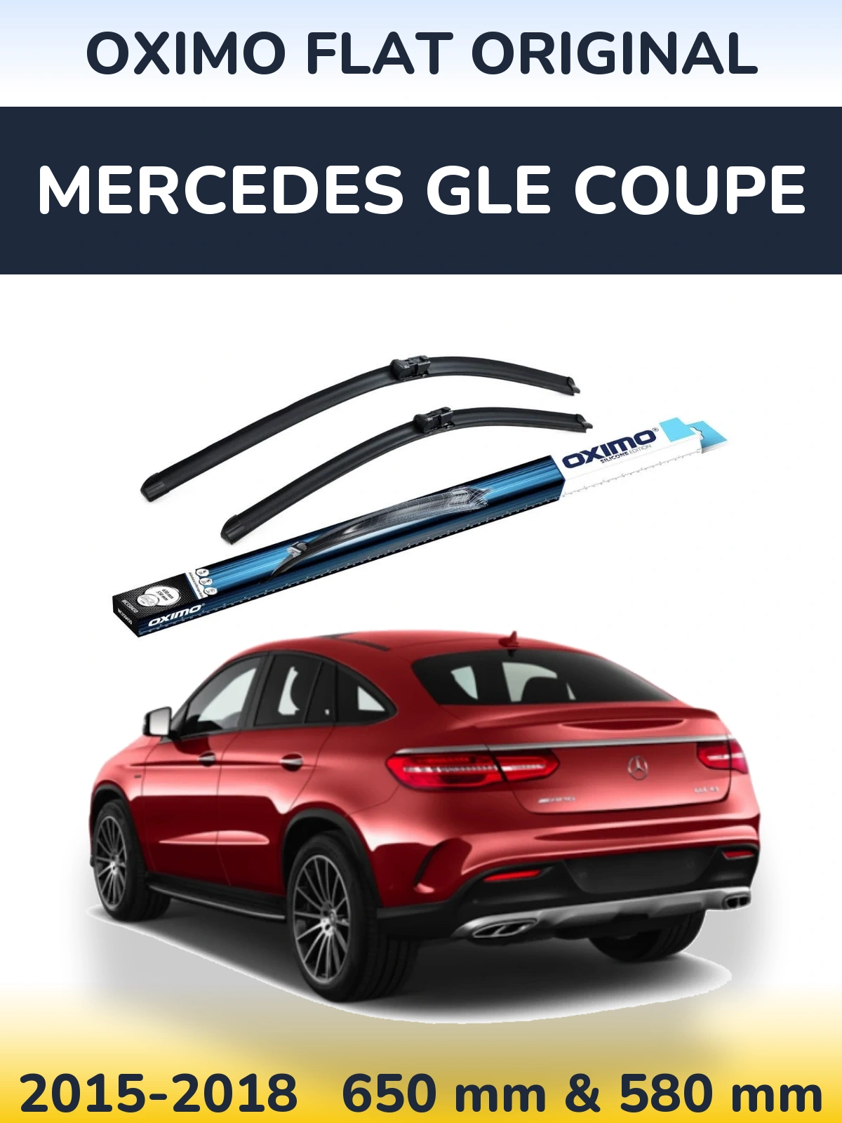 Front wiper blade set Oximo Flat Original 650 & 580 mm for Mercedes GLE Coupe 2015-2018