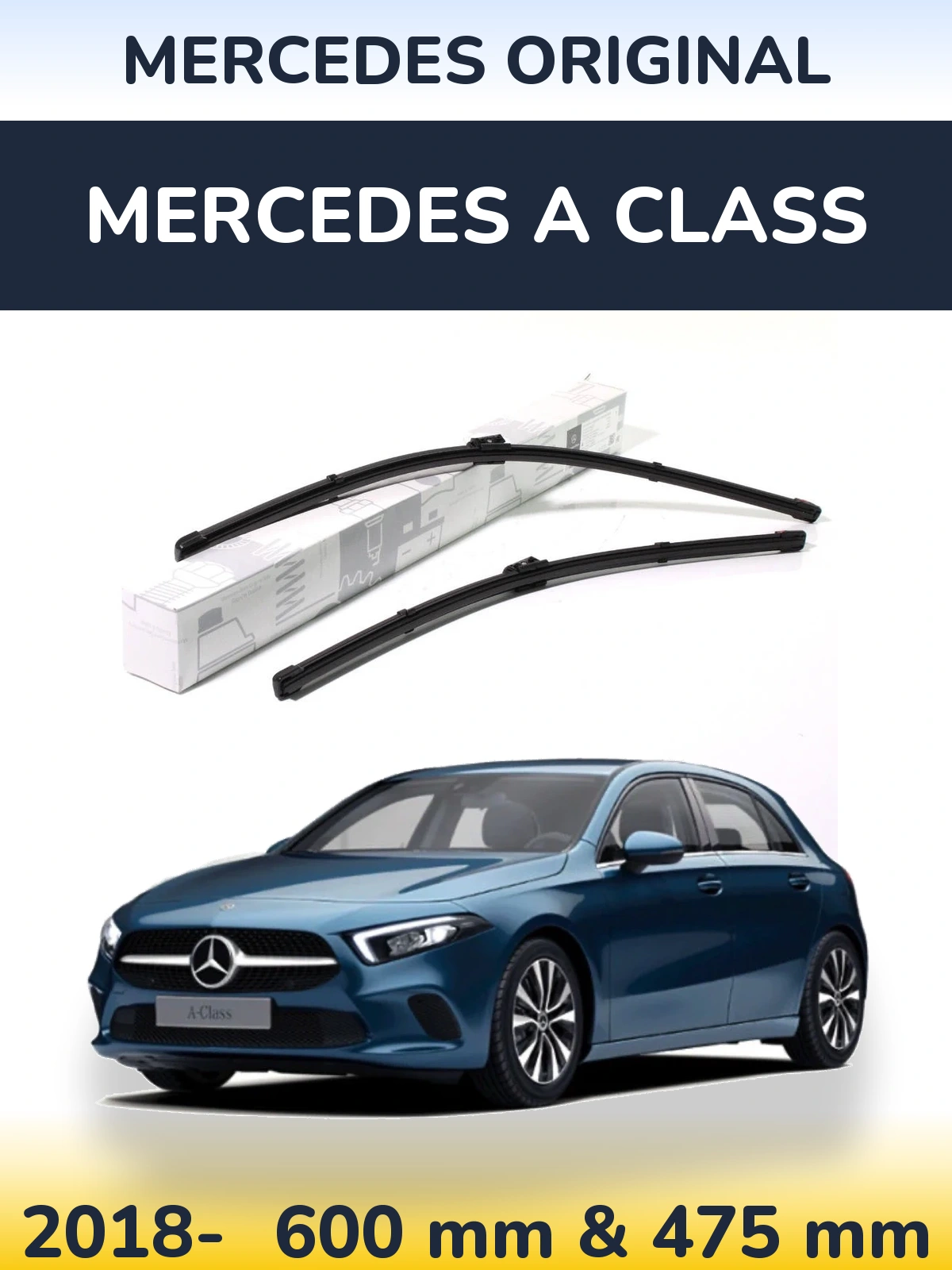 Front wiper blade set Mercedes OEM Mercedes Original 600 & 475 mm for Mercedes A Class 2018-2026