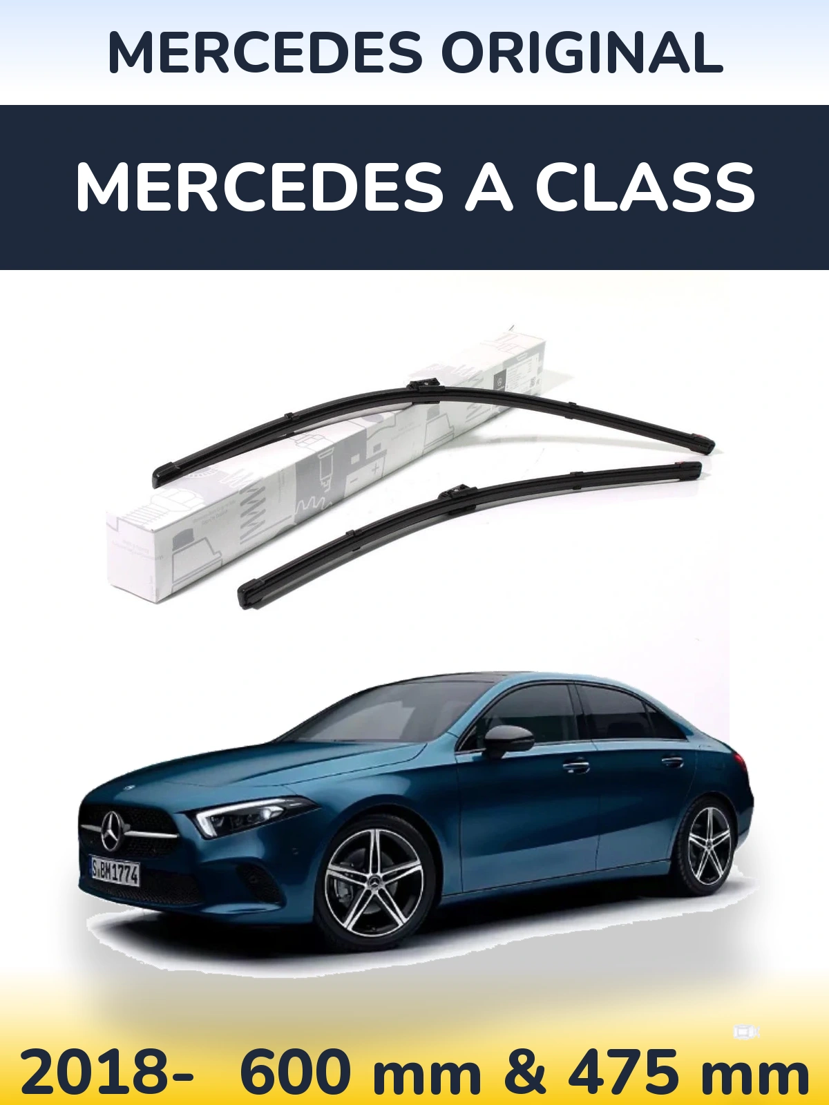Front wiper blade set Mercedes OEM Mercedes Original 600 & 475 mm for Mercedes A Class 2018-2026