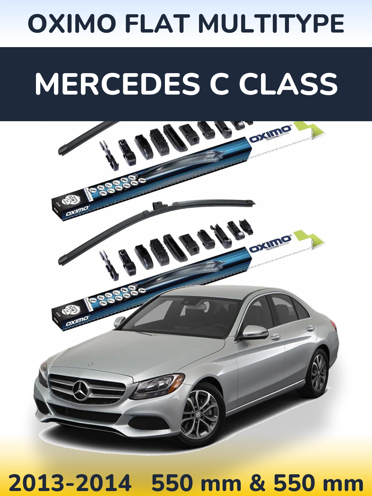 Комплект передних дворников Oximo Flat MultiТипe 550 & 550 мм для Mercedes C Class 2013-2014