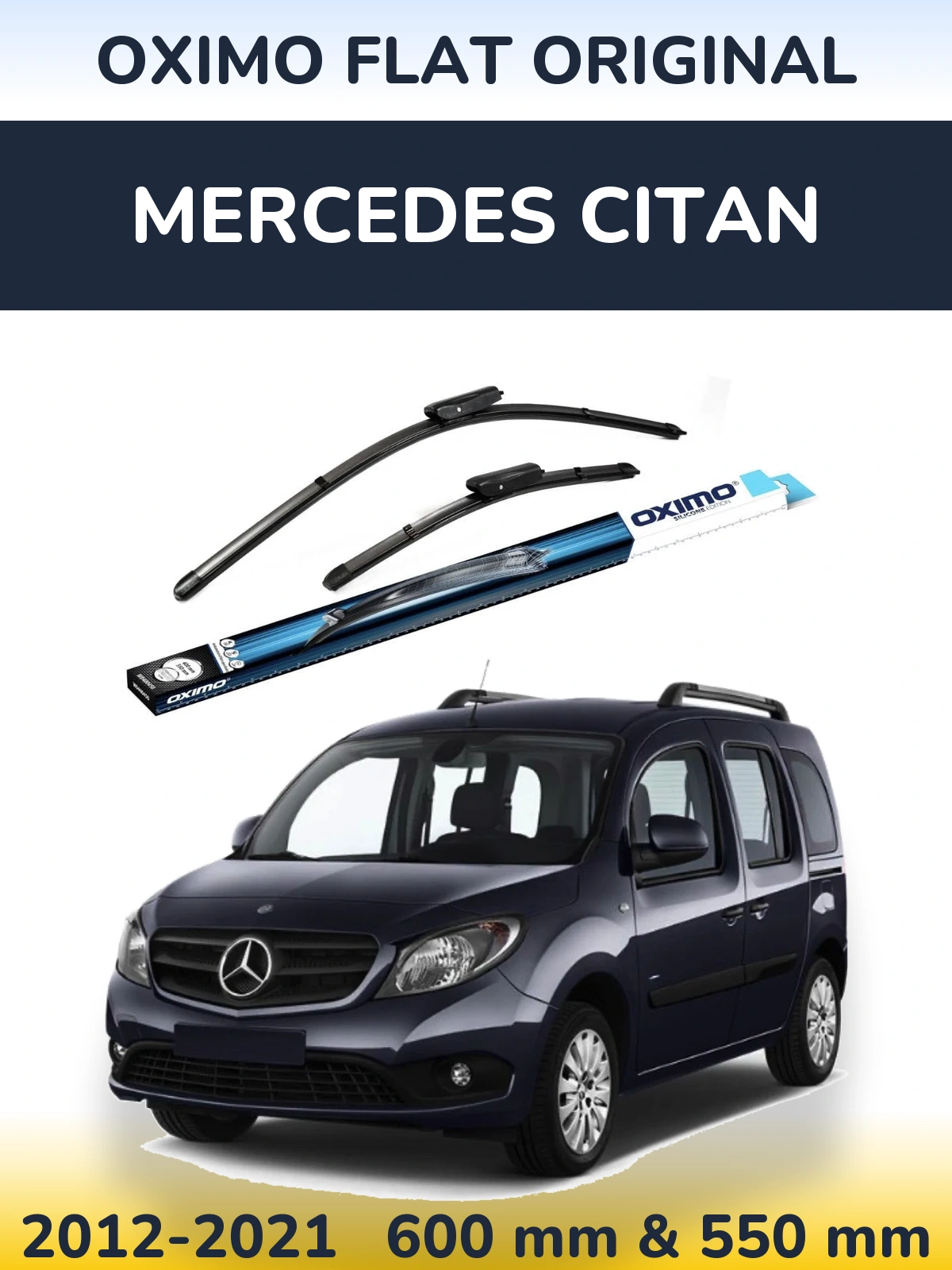 Front wiper blade set Oximo Flat Original 600 & 550 mm for Mercedes Citan 2012-2021