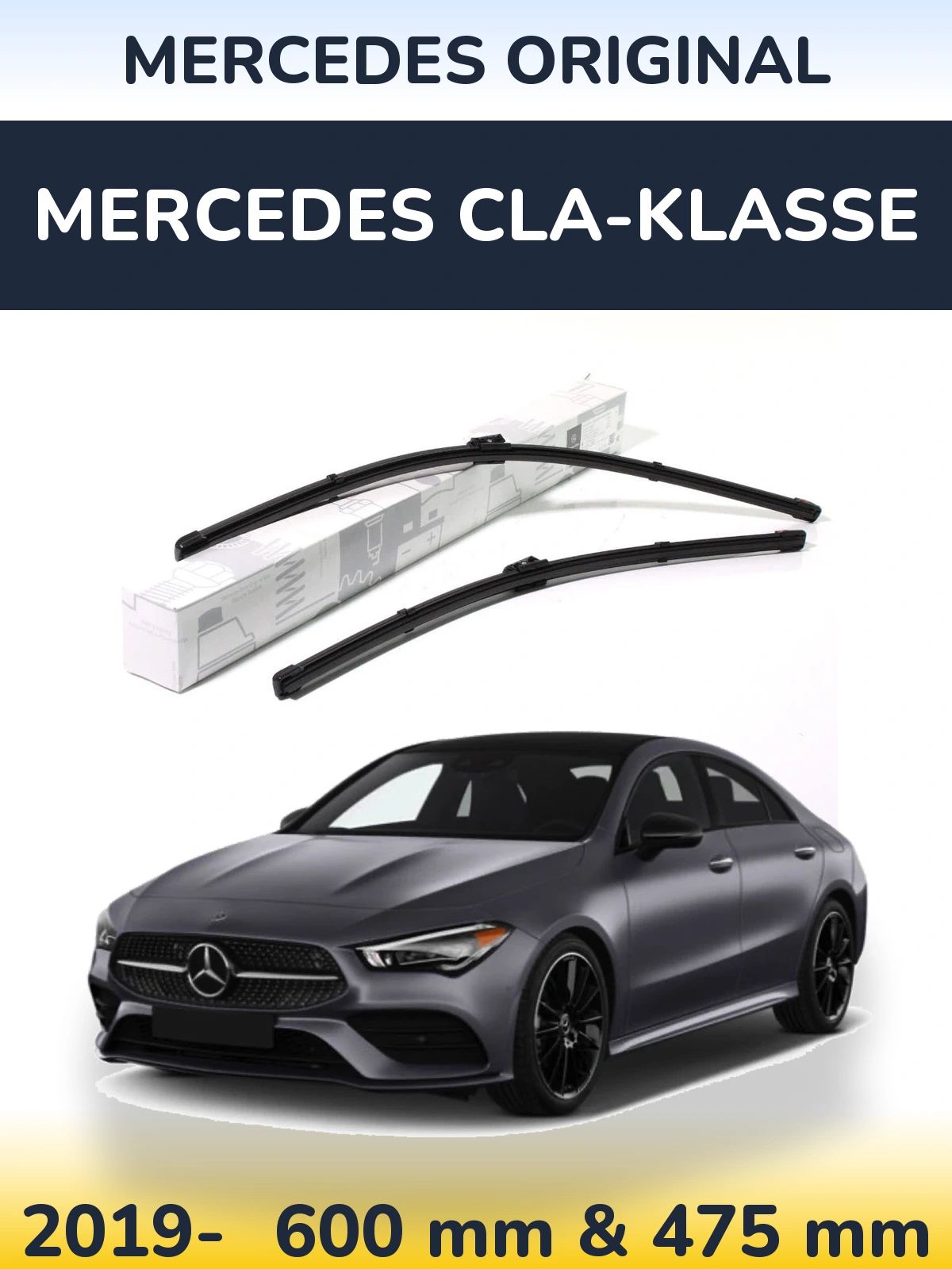Front wiper blade set Mercedes OEM Mercedes Original 600 & 475 mm for Mercedes CLA-Klasse 2019-2026
