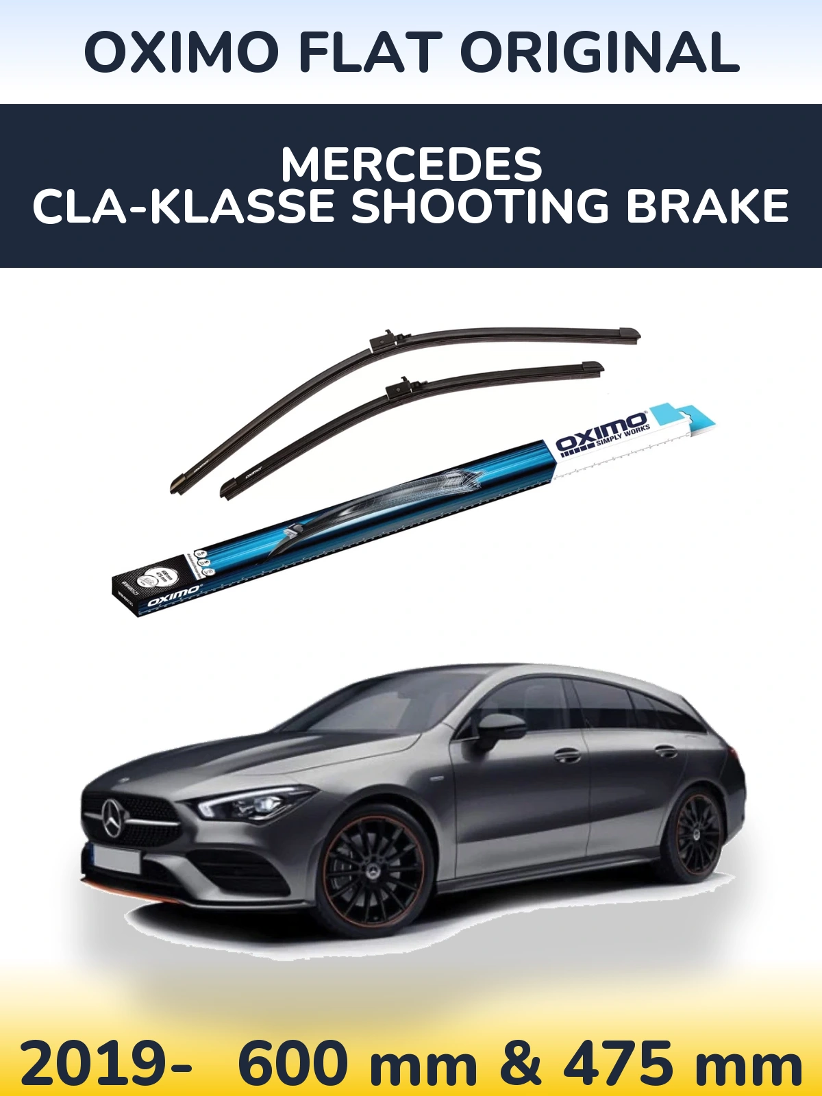 Front wiper blade set Oximo Flat Original 600 & 475 mm for Mercedes CLA-Klasse Shooting Brake 2019-2026