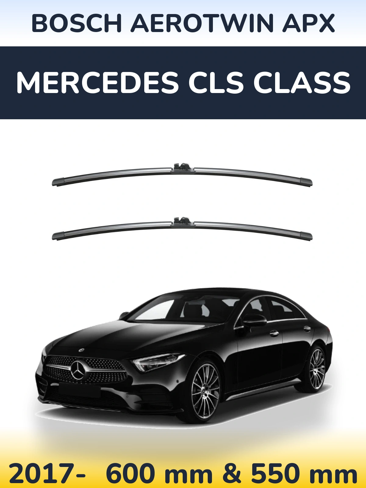 Комплект передніх щіток BOSCH AeroTwin APX 600 & 550 мм для Mercedes CLS Class 2017-2026