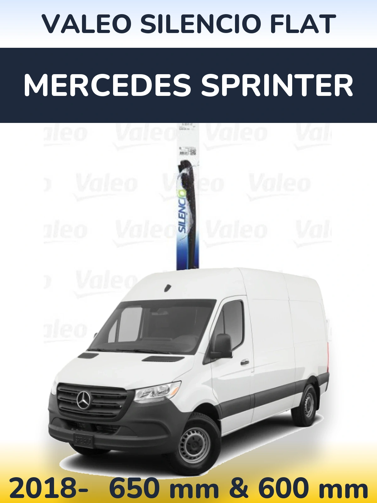 Комплект передних дворников Valeo Silencio Flat 650 & 600 мм для Mercedes Sprinter 2018-2026