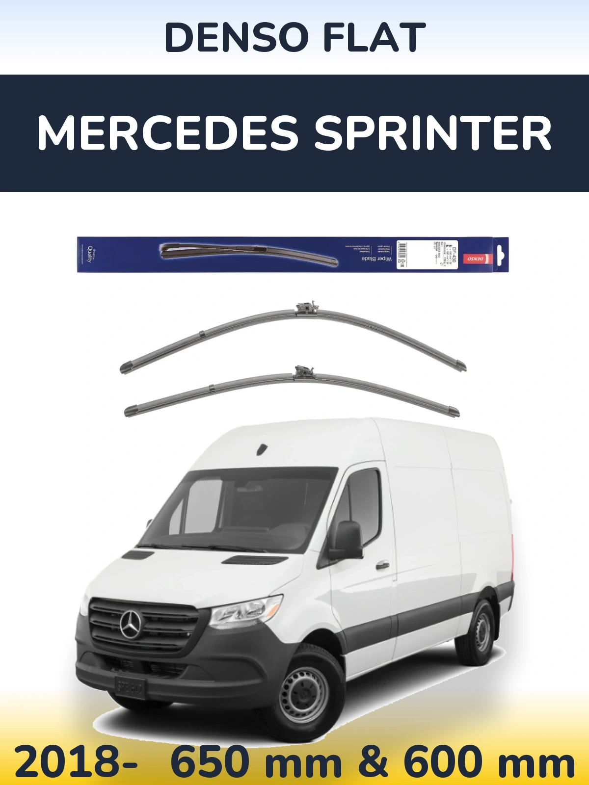 Front wiper blade set Denso Flat 650 & 600 mm for Mercedes Sprinter 2018-2026