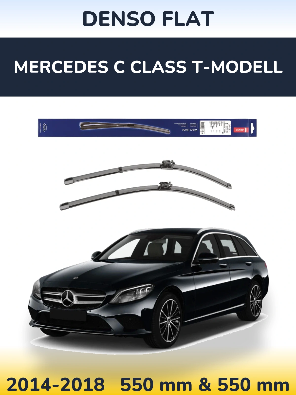 Комплект передних дворников Denso Flat 550 & 550 мм для Mercedes C Class T-Модельl 2014-2018