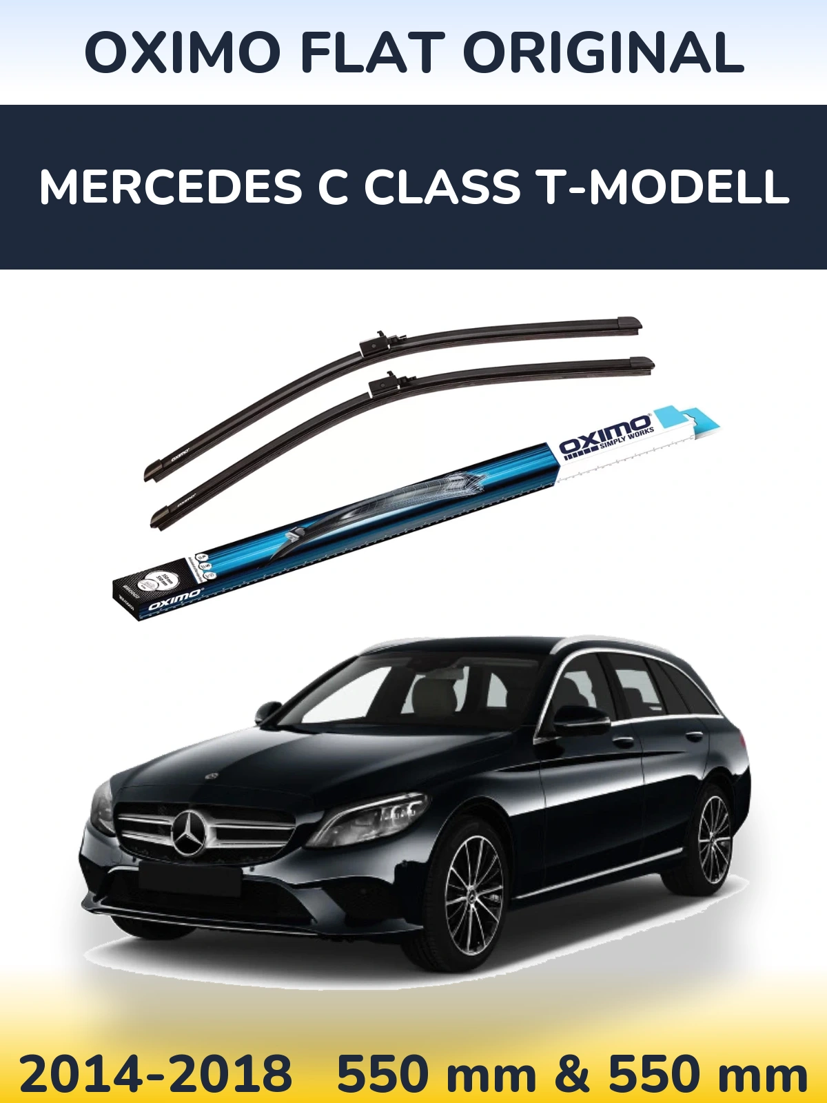 Front wiper blade set Oximo Flat Original 550 & 550 mm for Mercedes C Class T-Modell 2014-2018