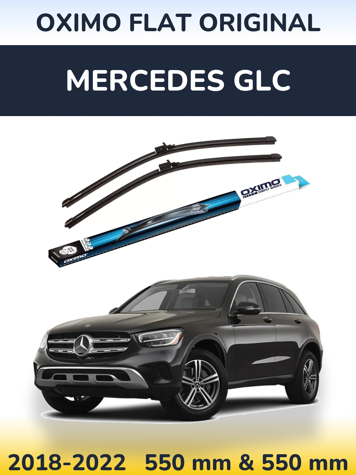 Front wiper blade set Oximo Flat Original 550 & 550 mm for Mercedes GLC 2018-2022