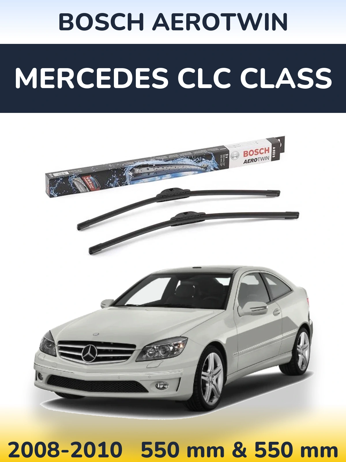Комплект передніх щіток BOSCH AeroTwin 550 & 550 мм для Mercedes CLC Class 2008-2010