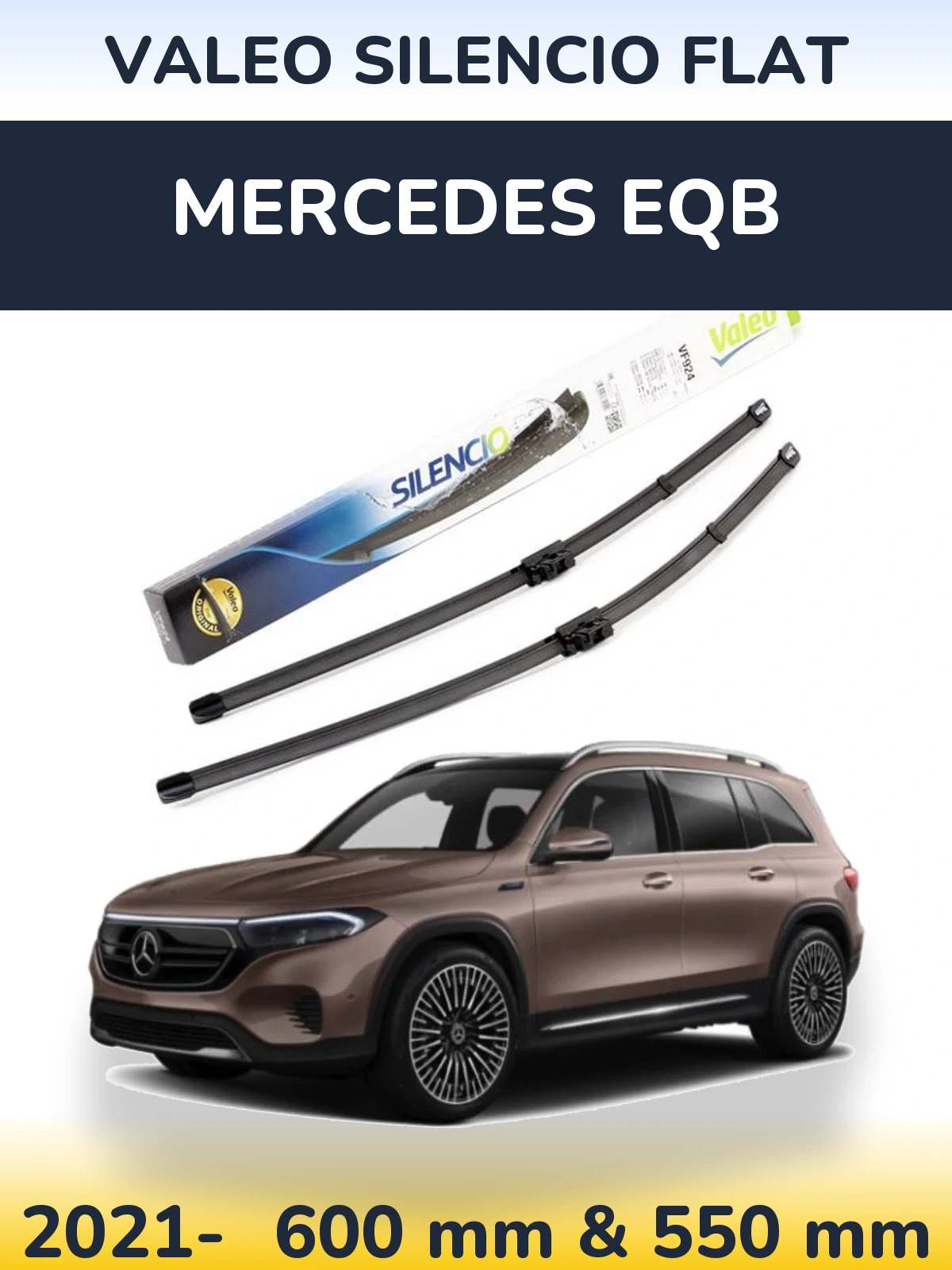 Комплект передних дворников Valeo Silencio Flat 600 & 550 мм для Mercedes EQB 2021-2026