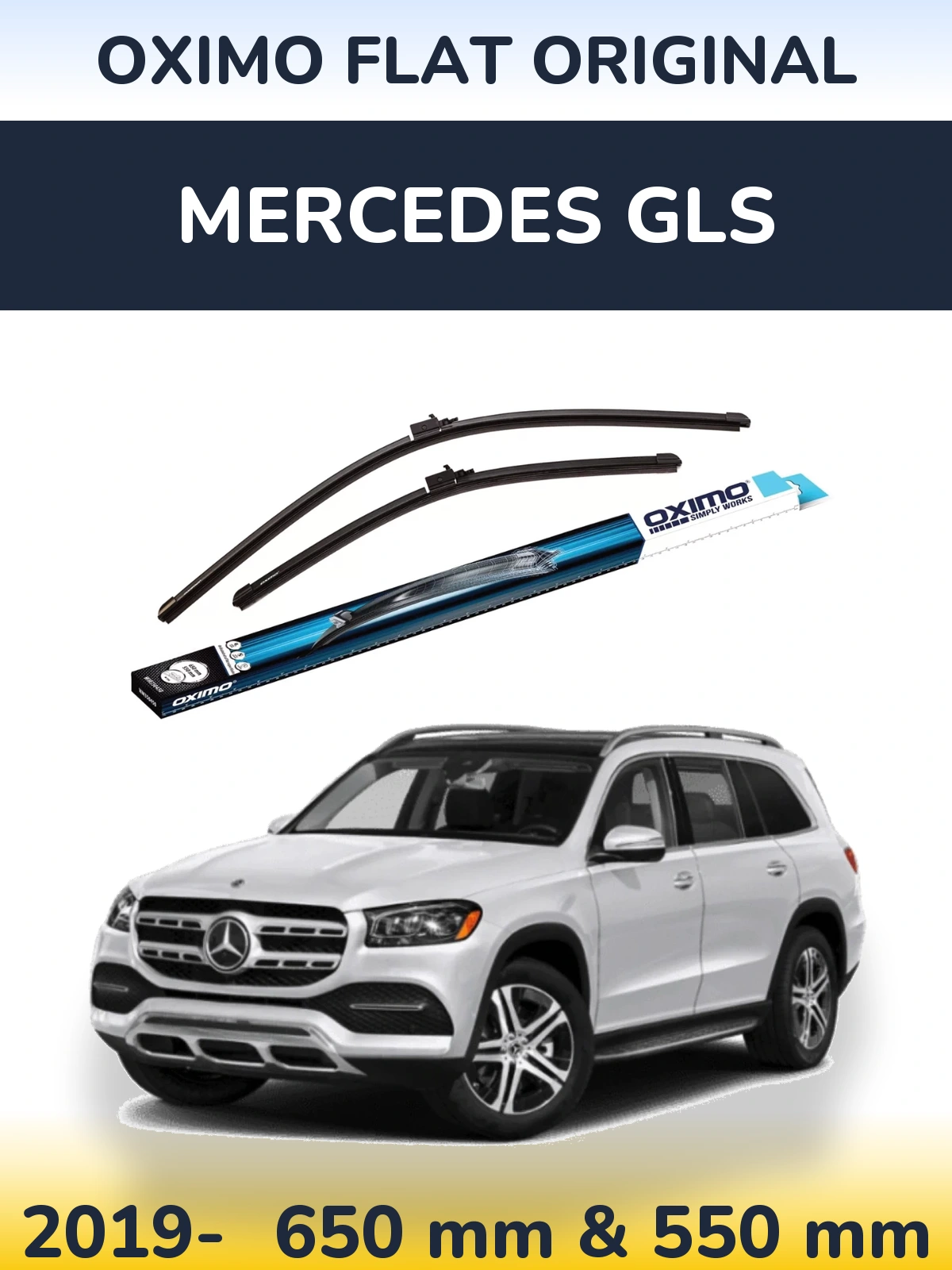 Комплект передних дворников Oximo Flat Original 650 & 550 мм для Mercedes GLS 2019-2026