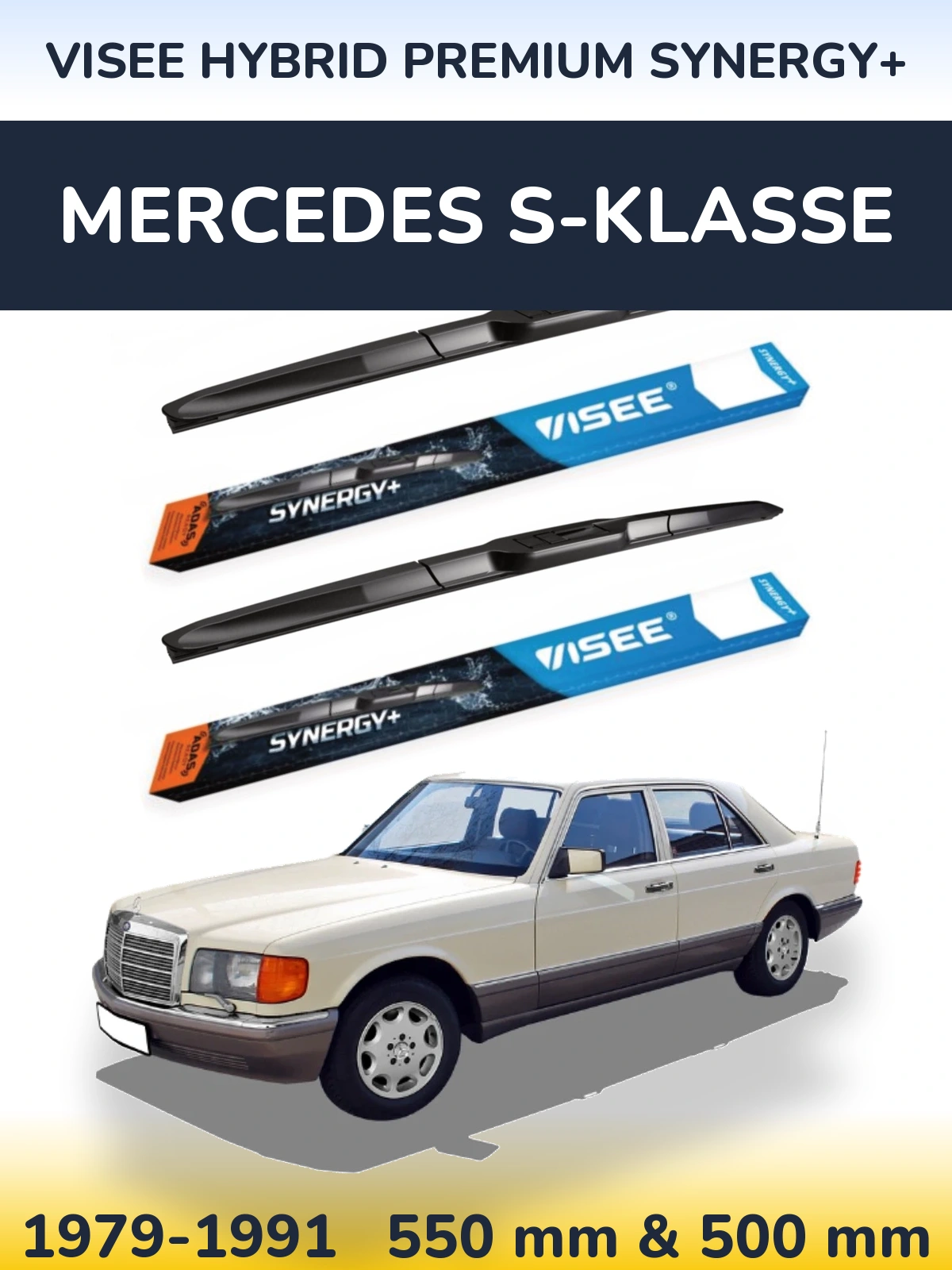 Комплект передних дворников VISEE HYBRID PREMIUM SYNERGY+ 550 & 500 мм для Mercedes S-Klasse 1979-1991