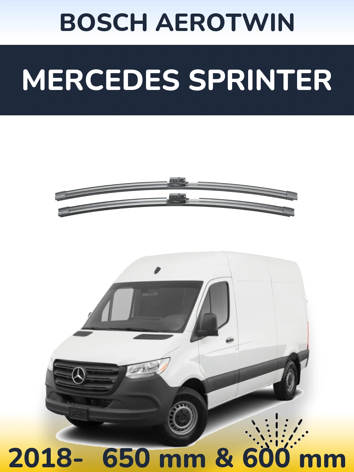 Front wiper blade set BOSCH AeroTwin 650 & 600 mm for Mercedes Sprinter 2018-2026