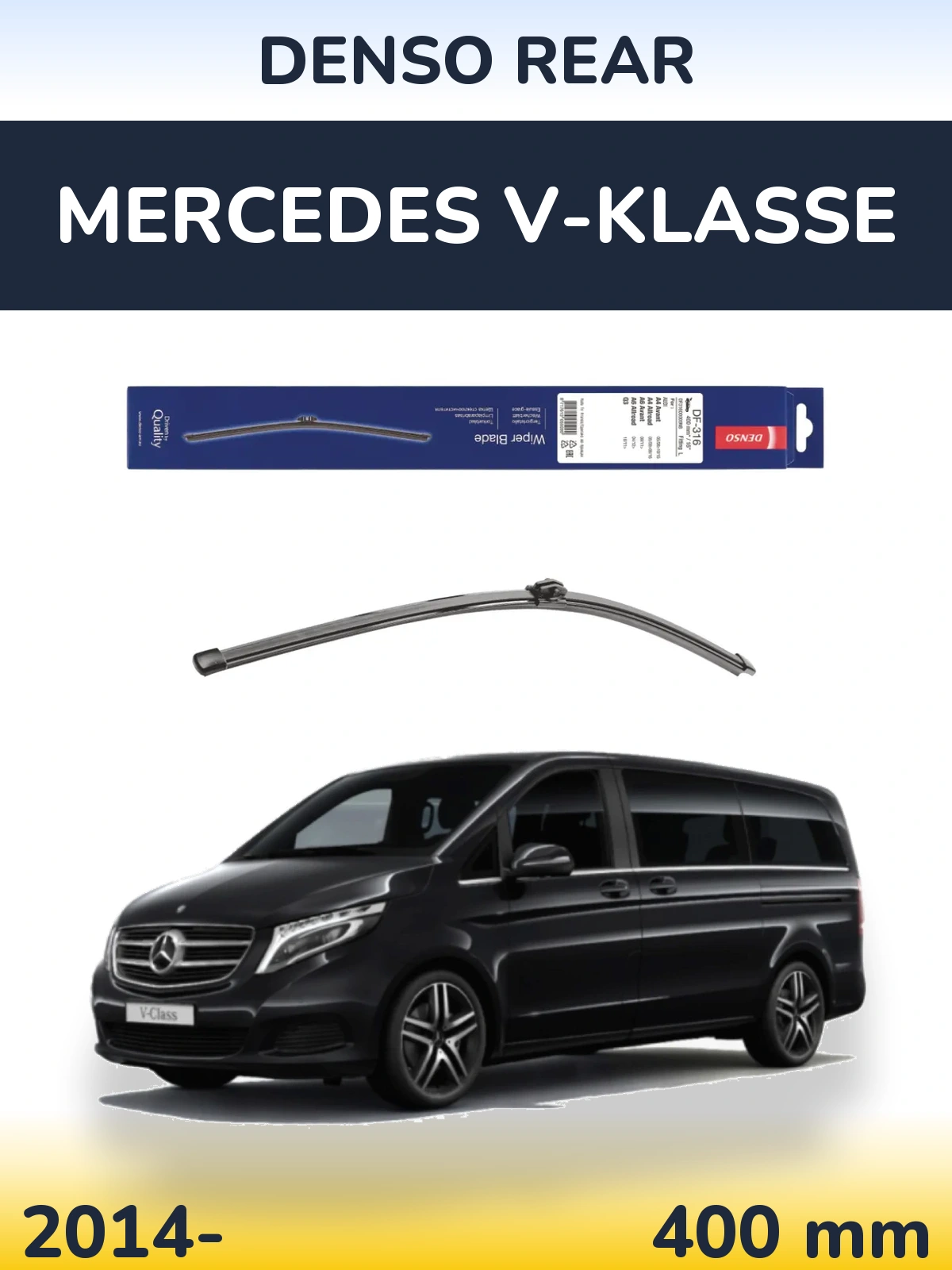 Rear wiper blade Denso Rear 400 mm for Mercedes V-Klasse 2014-2026