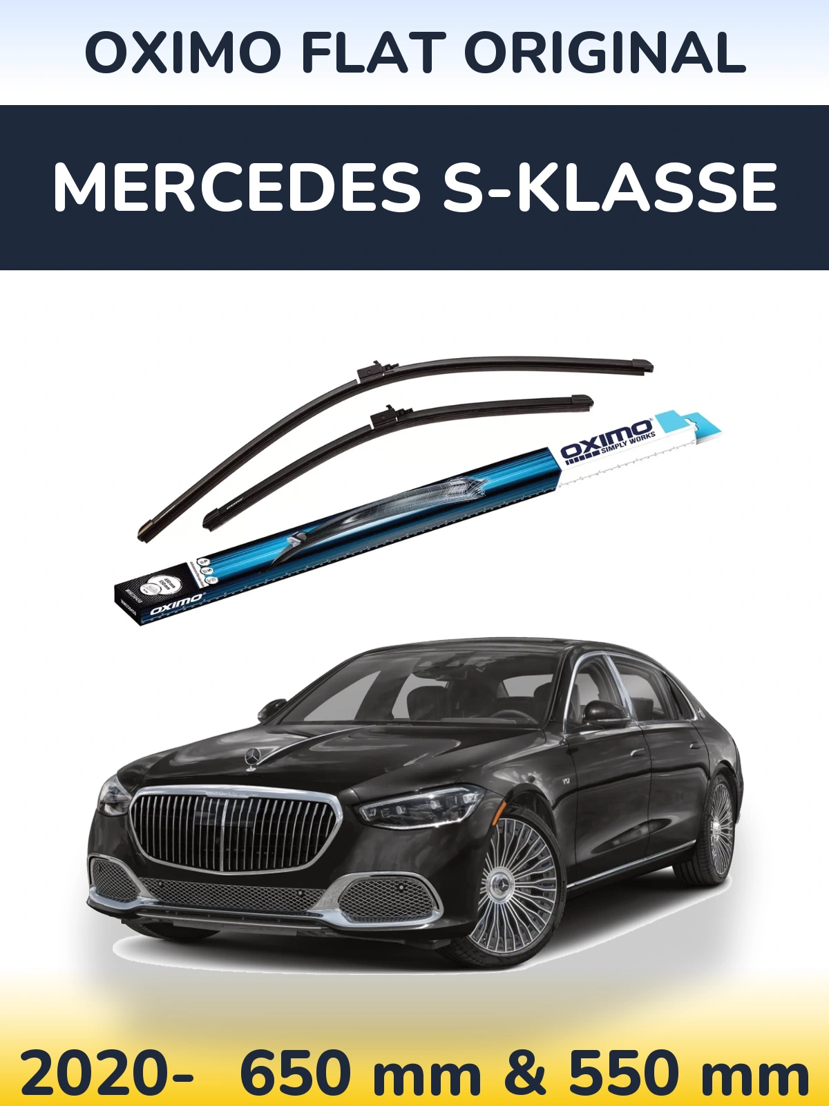 Комплект передних дворников Oximo Flat Original 650 & 550 мм для Mercedes S-Klasse 2020-2026