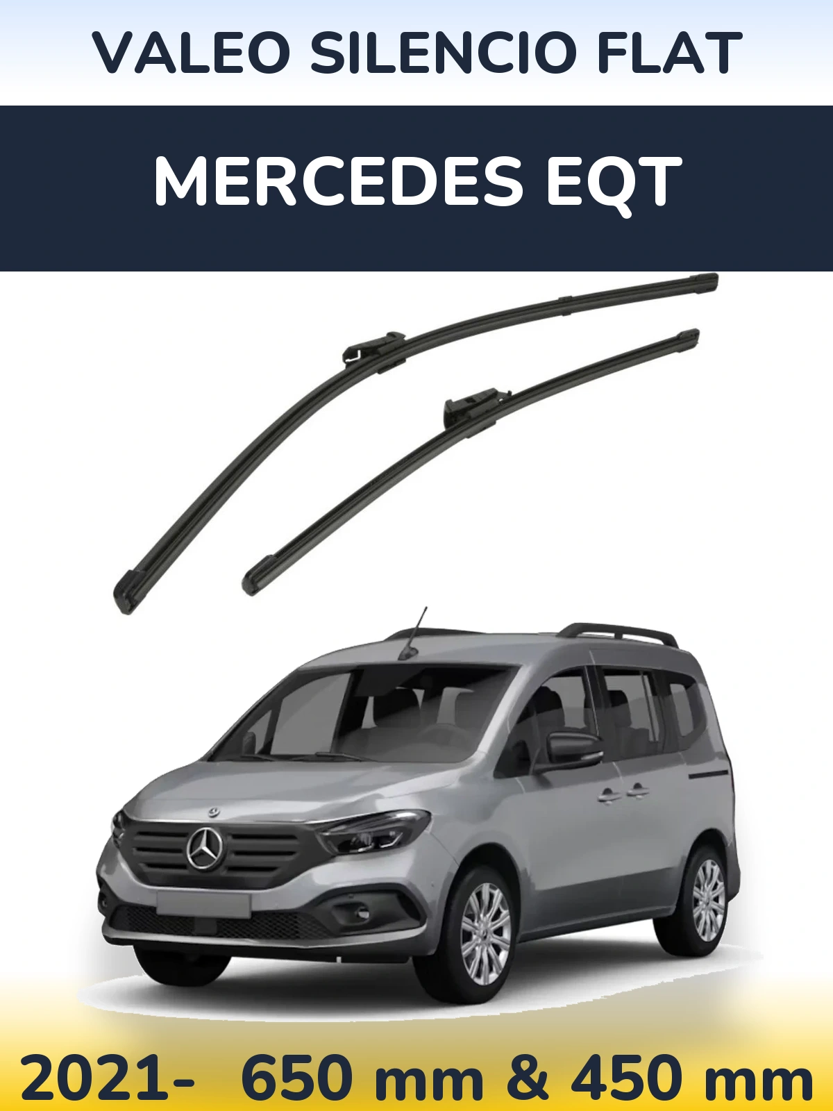 Комплект передніх щіток Valeo Silencio Flat 650 & 450 мм для Mercedes EQT 2021-2026
