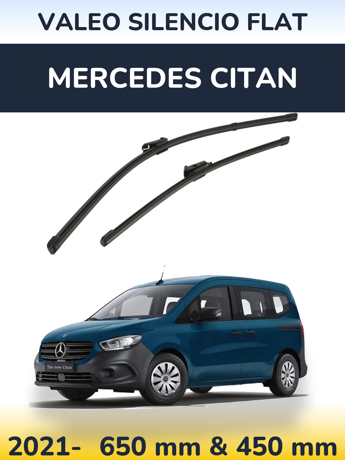 Комплект передних дворников Valeo Silencio Flat 650 & 450 мм для Mercedes Citan 2021-2026