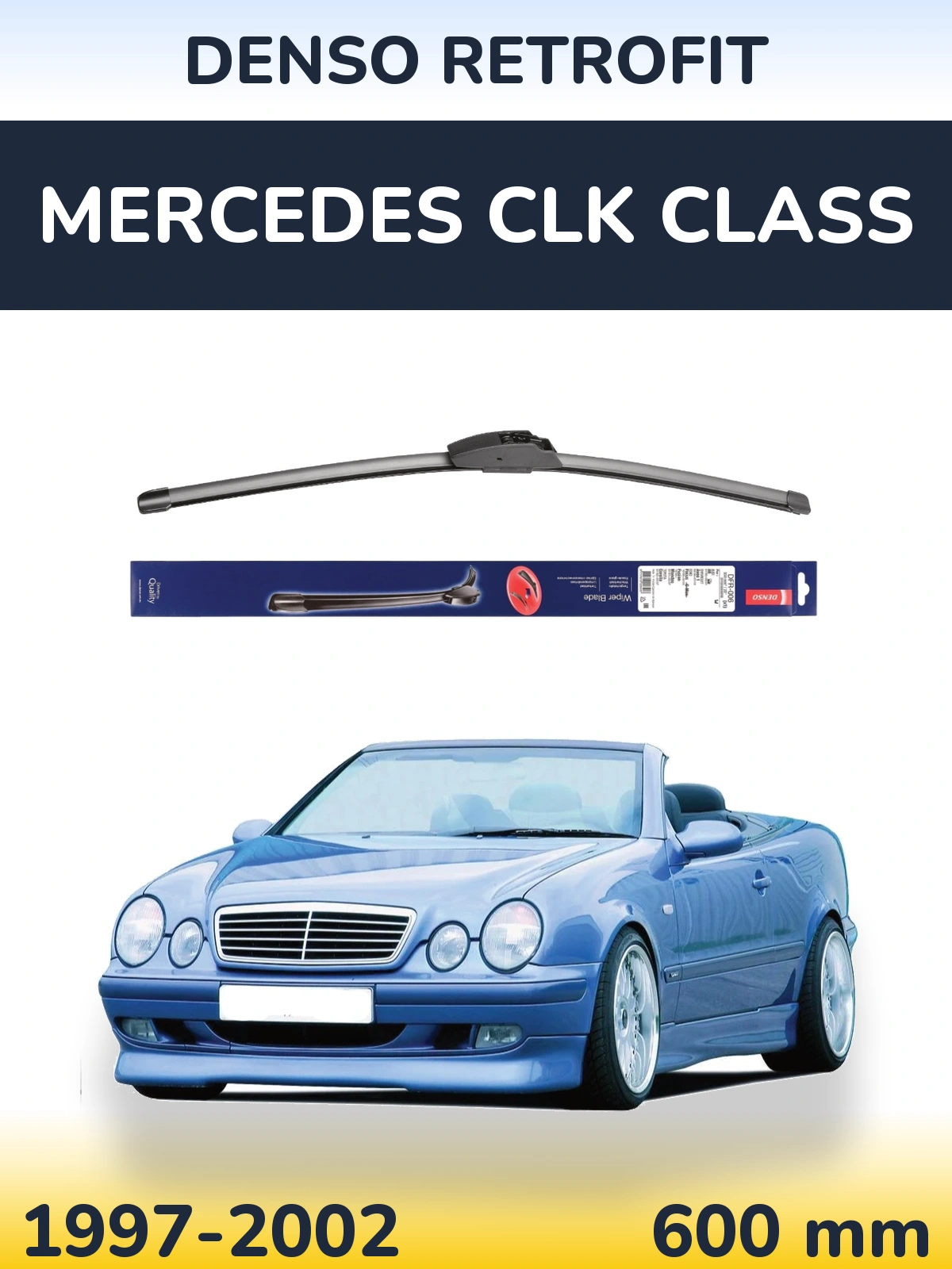 Front wiper blade Denso Retrofit 600 mm for Mercedes CLK Class 1997-2002