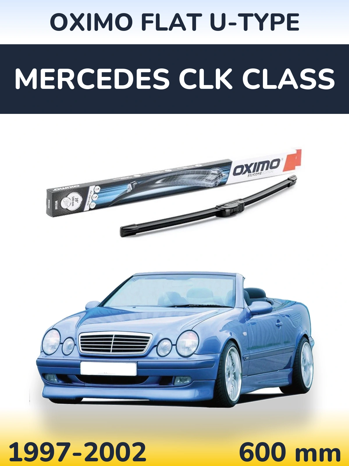 Front wiper blade Oximo Flat U-type 600 mm for Mercedes CLK Class 1997-2002