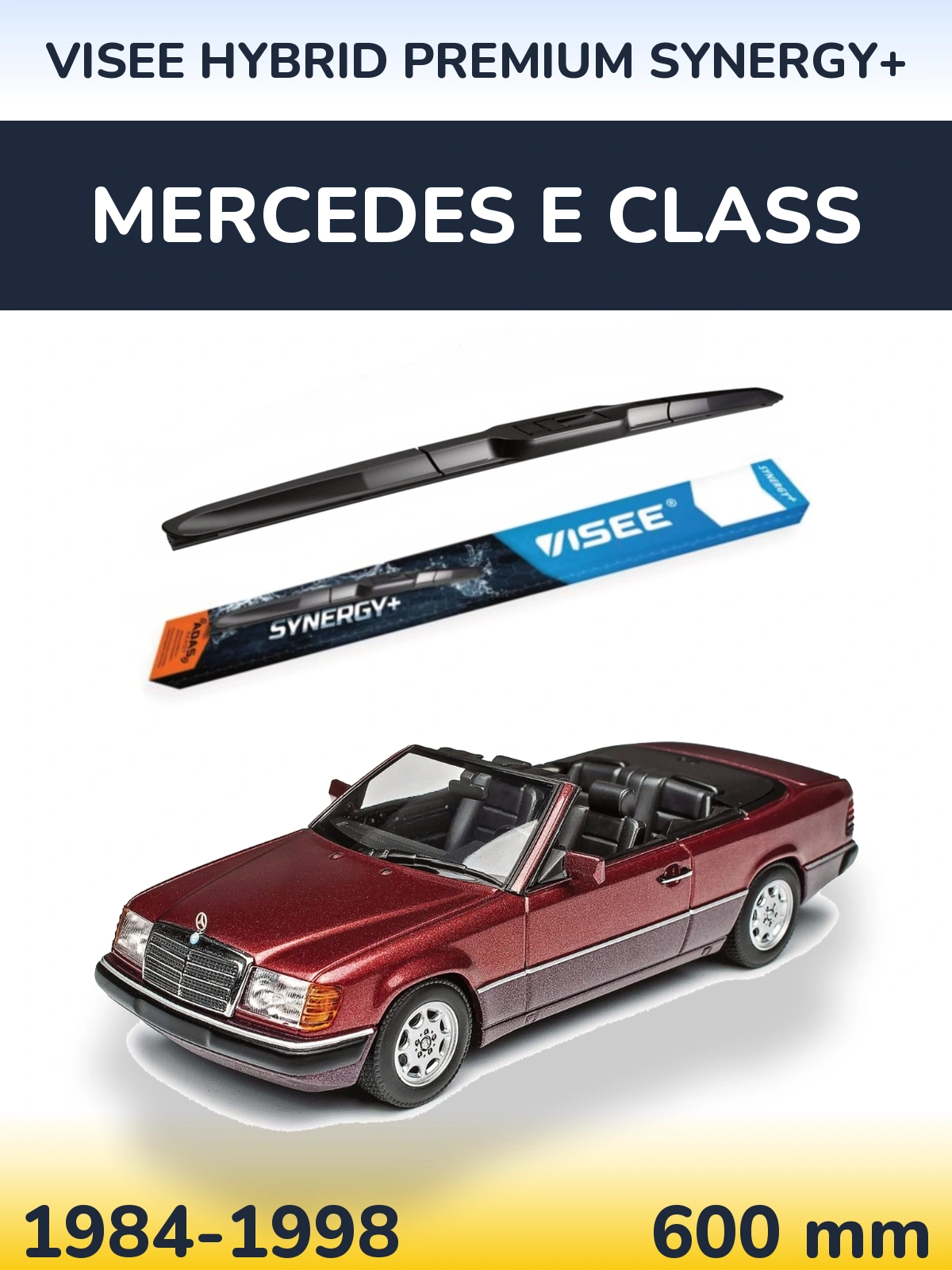 Front wiper blade VISEE HYBRID PREMIUM SYNERGY+ 600 mm for Mercedes E Class 1984-1998