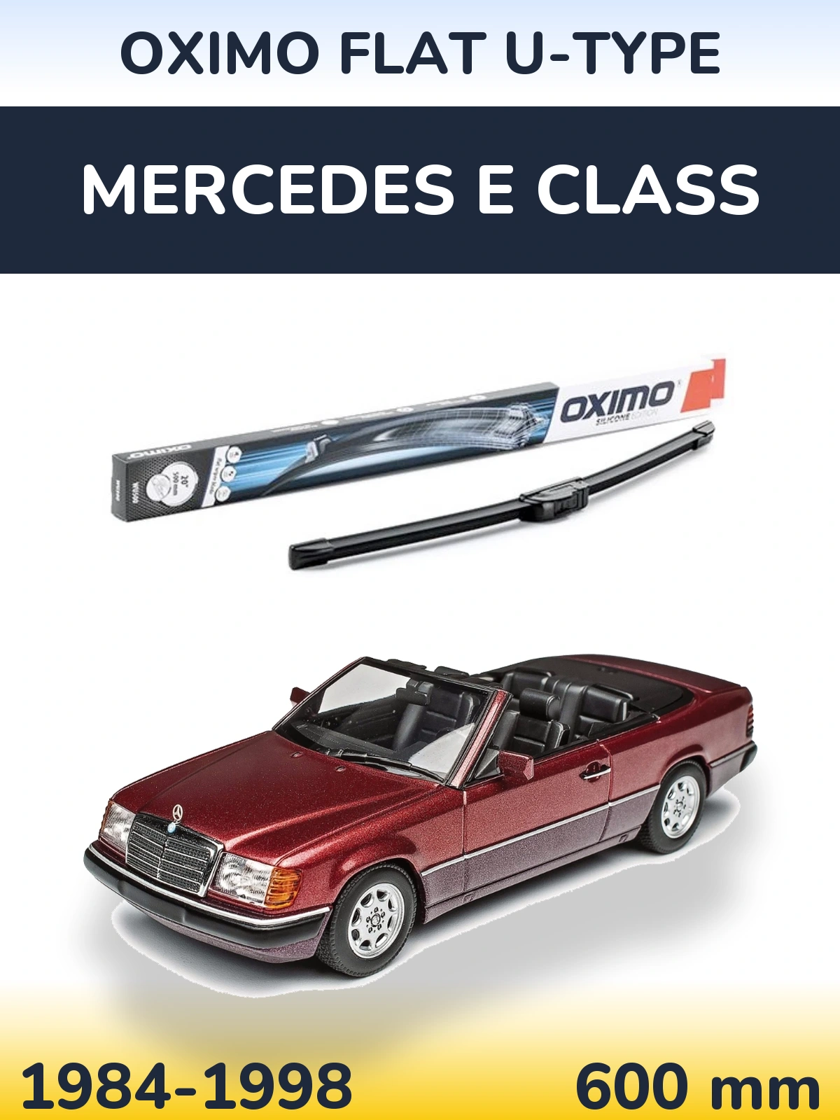 Front wiper blade Oximo Flat U-type 600 mm for Mercedes E Class 1984-1998
